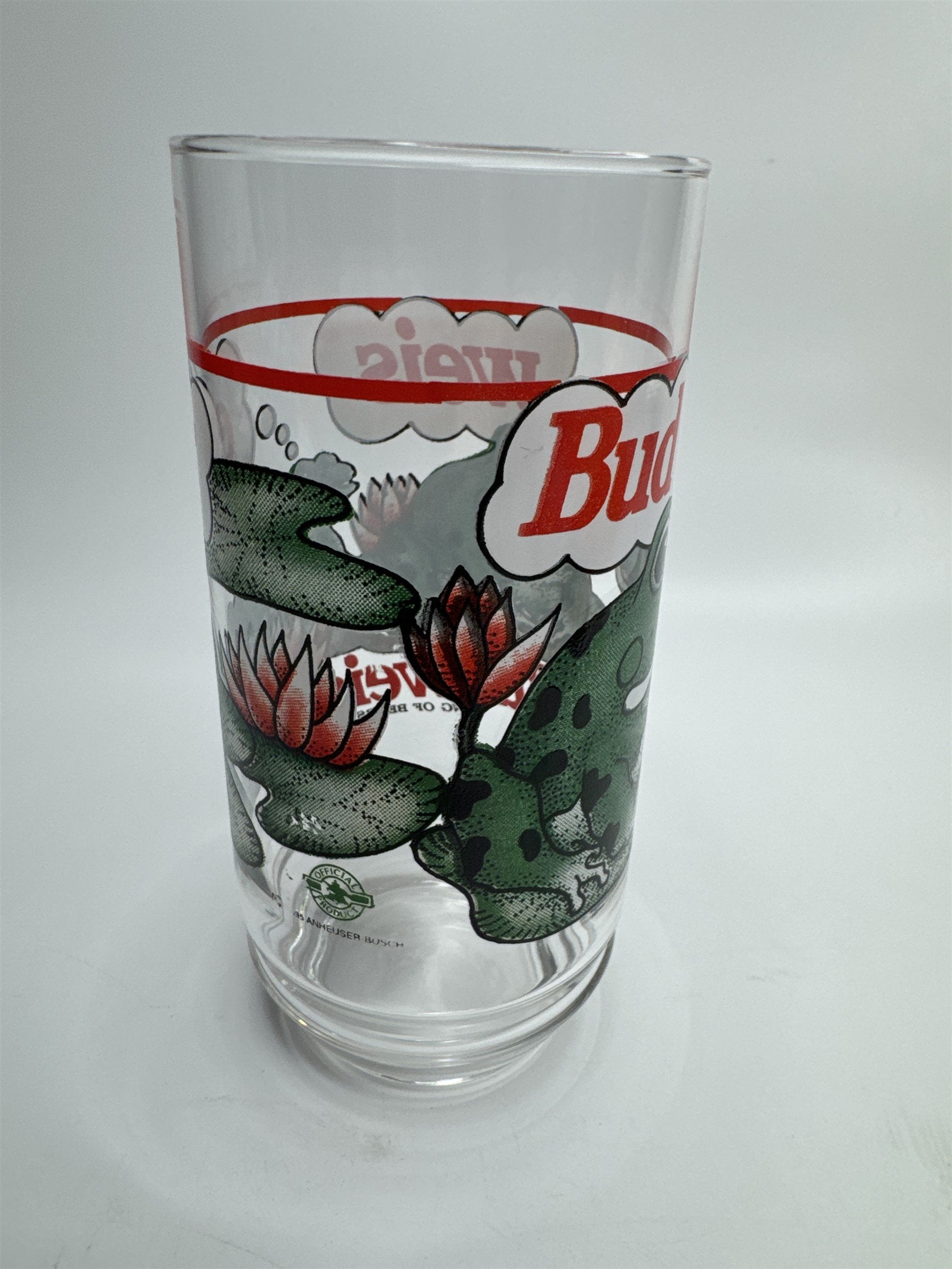 Vintage 1995 Budweiser King of Beers Frogs on Lilly Pads Drinking Glass