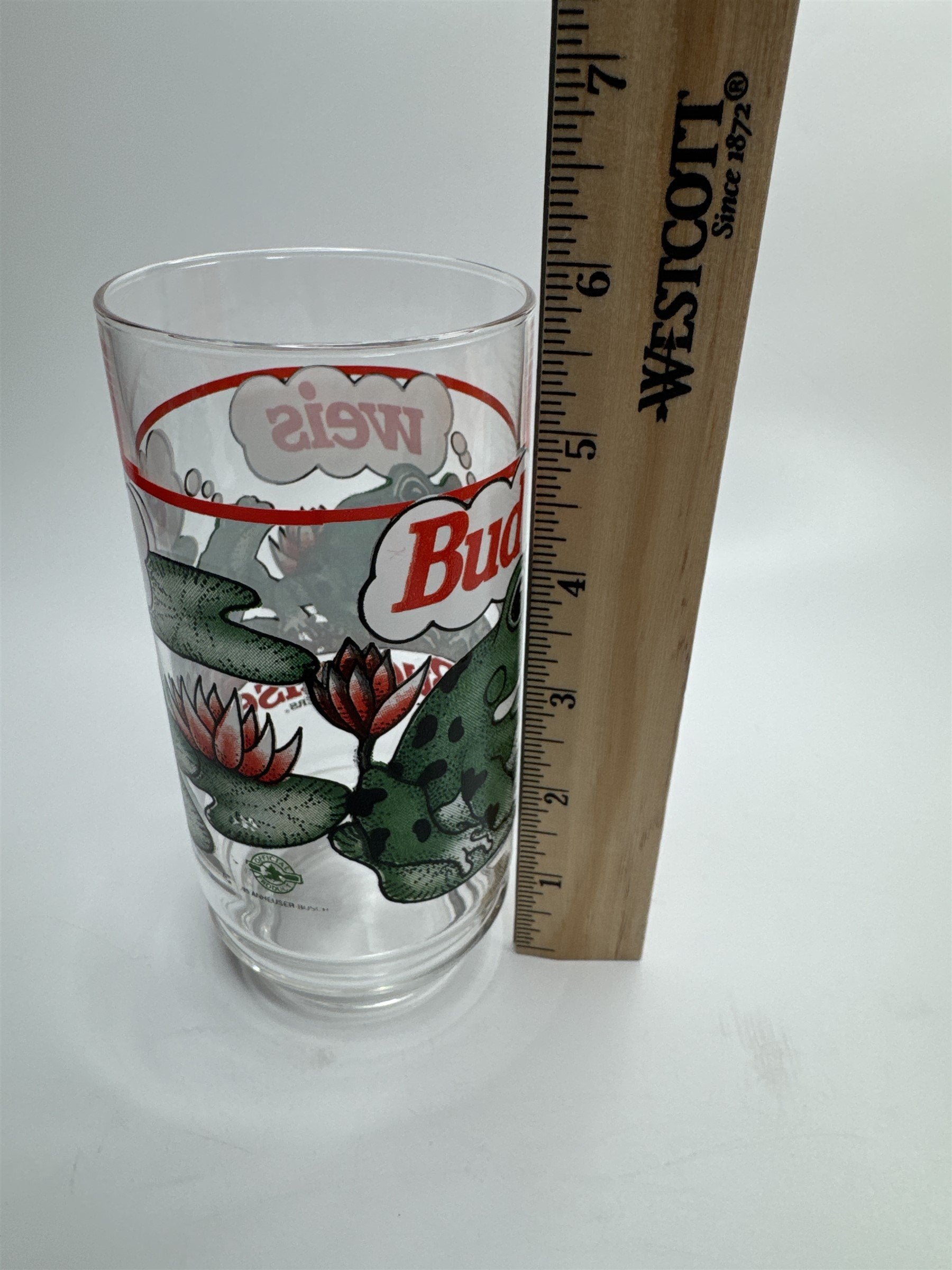 Vintage 1995 Budweiser King of Beers Frogs on Lilly Pads Drinking Glass