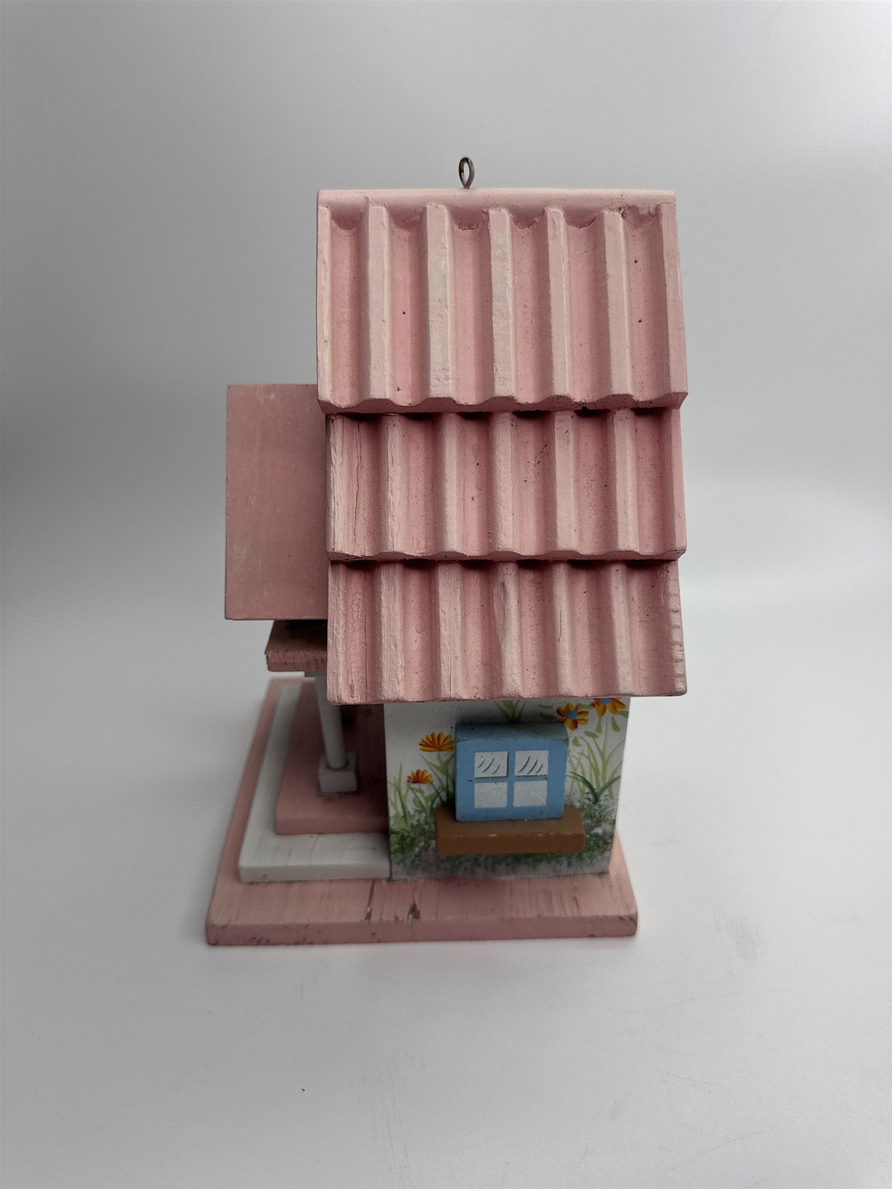 Vintage Wooden Painted Pink Decorative Small Bird House Hanging Home Decor