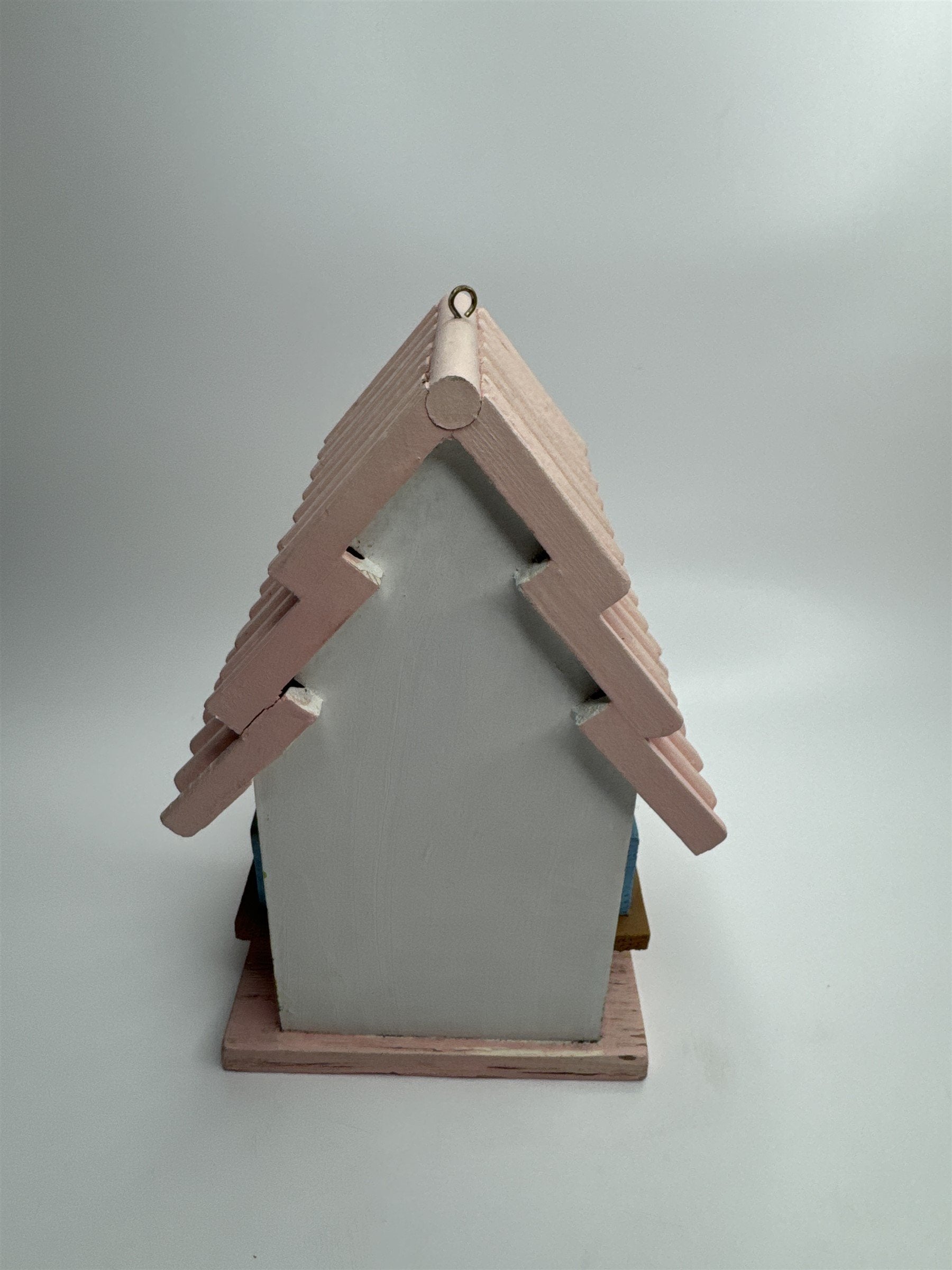 Vintage Wooden Painted Pink Decorative Small Bird House Hanging Home Decor