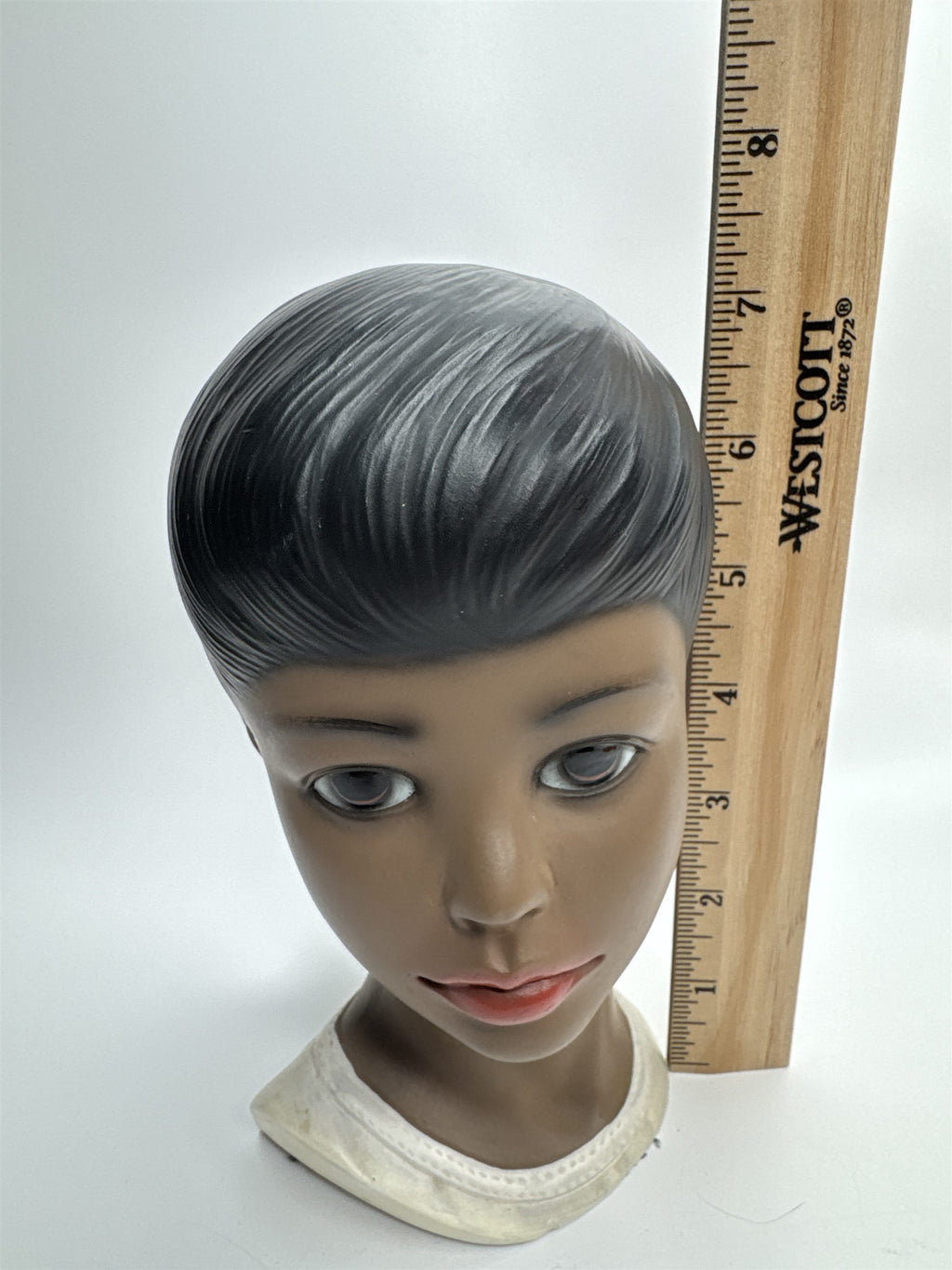 Vintage 50s MCM Lego Japan Head Bust Boy or Girl Hawaiian Polynesian Chalkware
