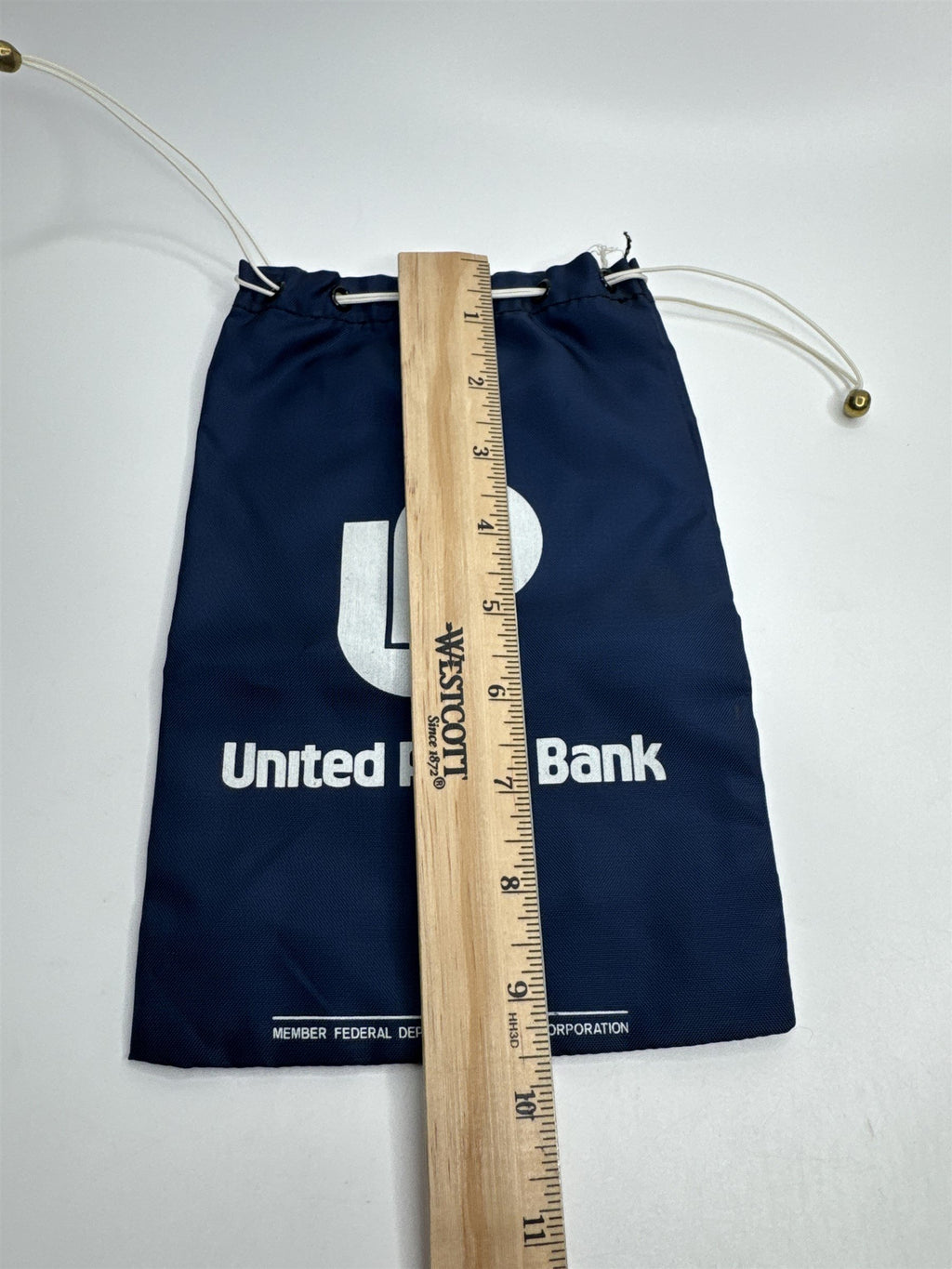 Vintage United Penn Bank Drawstring Canvas Blue Deposit Bag Money Bag A. Rifkin