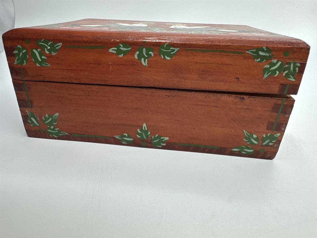 Vintage Wooden Handmade Stash Box /w Hand-Painted Pipers (Does Not Close Fully)