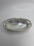 Vintage Germany Pink Rose Flower Floral Butter Dish /w Gold Trim