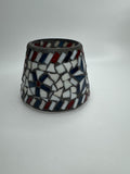 Vintage Home Interiors & Gifts Jar Candle Shade Topper Mosaic Red White Blue