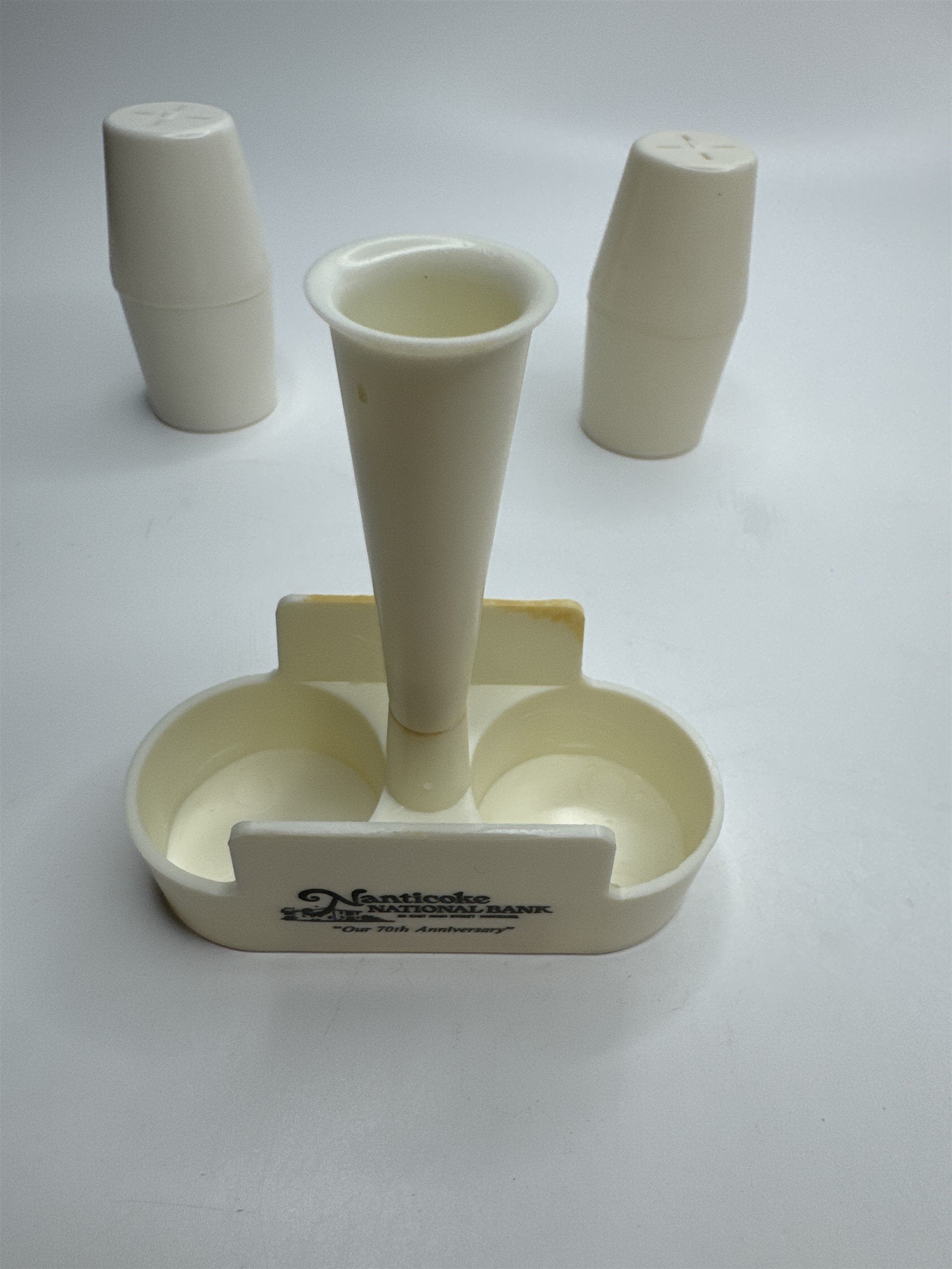 Vintage Nanticoke National Bank 70th Anniversary Plastic Salt and Pepper Shakers