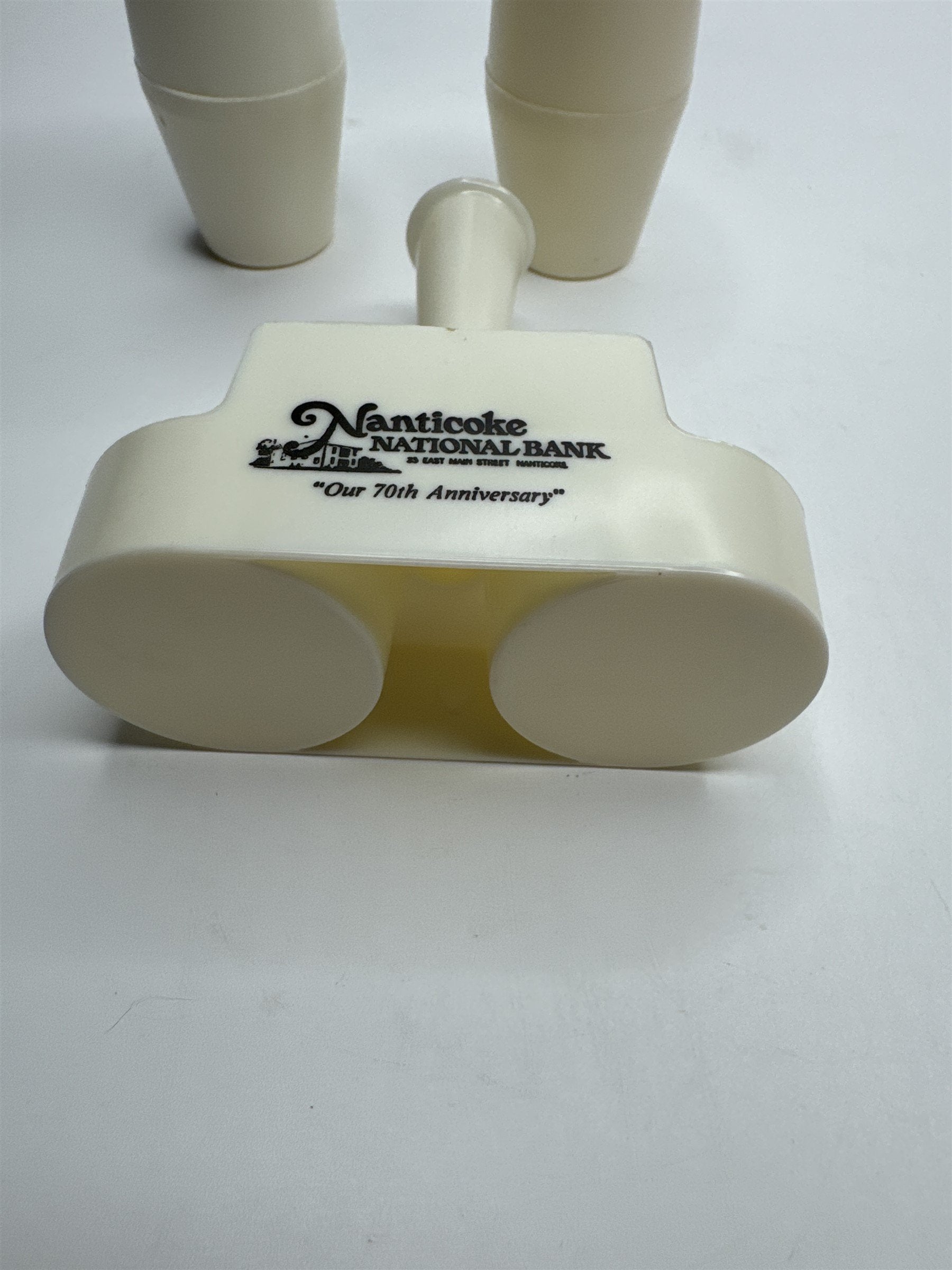 Vintage Nanticoke National Bank 70th Anniversary Plastic Salt and Pepper Shakers