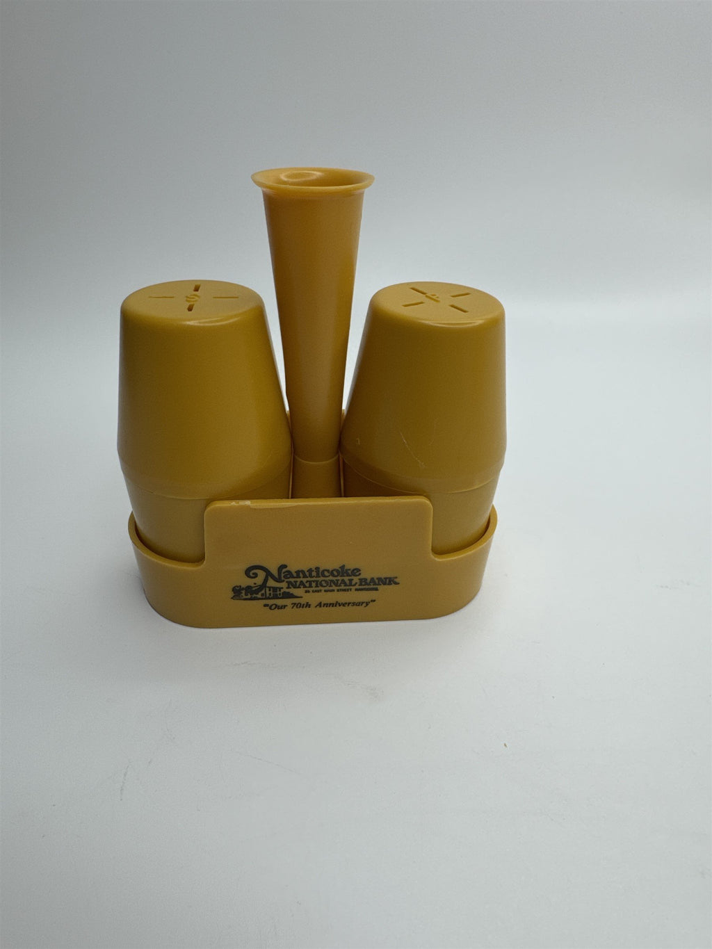 Vintage Nanticoke National Bank 70th Anniversary Plastic Salt and Pepper Shakers