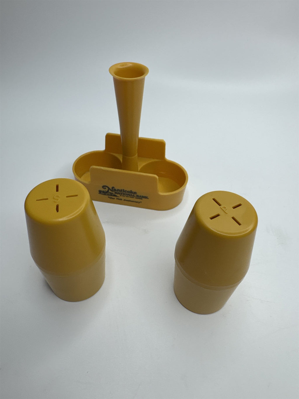 Vintage Nanticoke National Bank 70th Anniversary Plastic Salt and Pepper Shakers