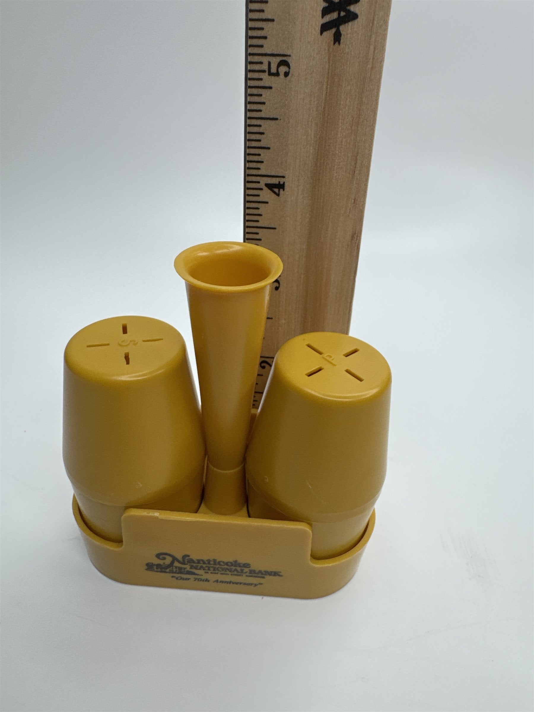 Vintage Nanticoke National Bank 70th Anniversary Plastic Salt and Pepper Shakers
