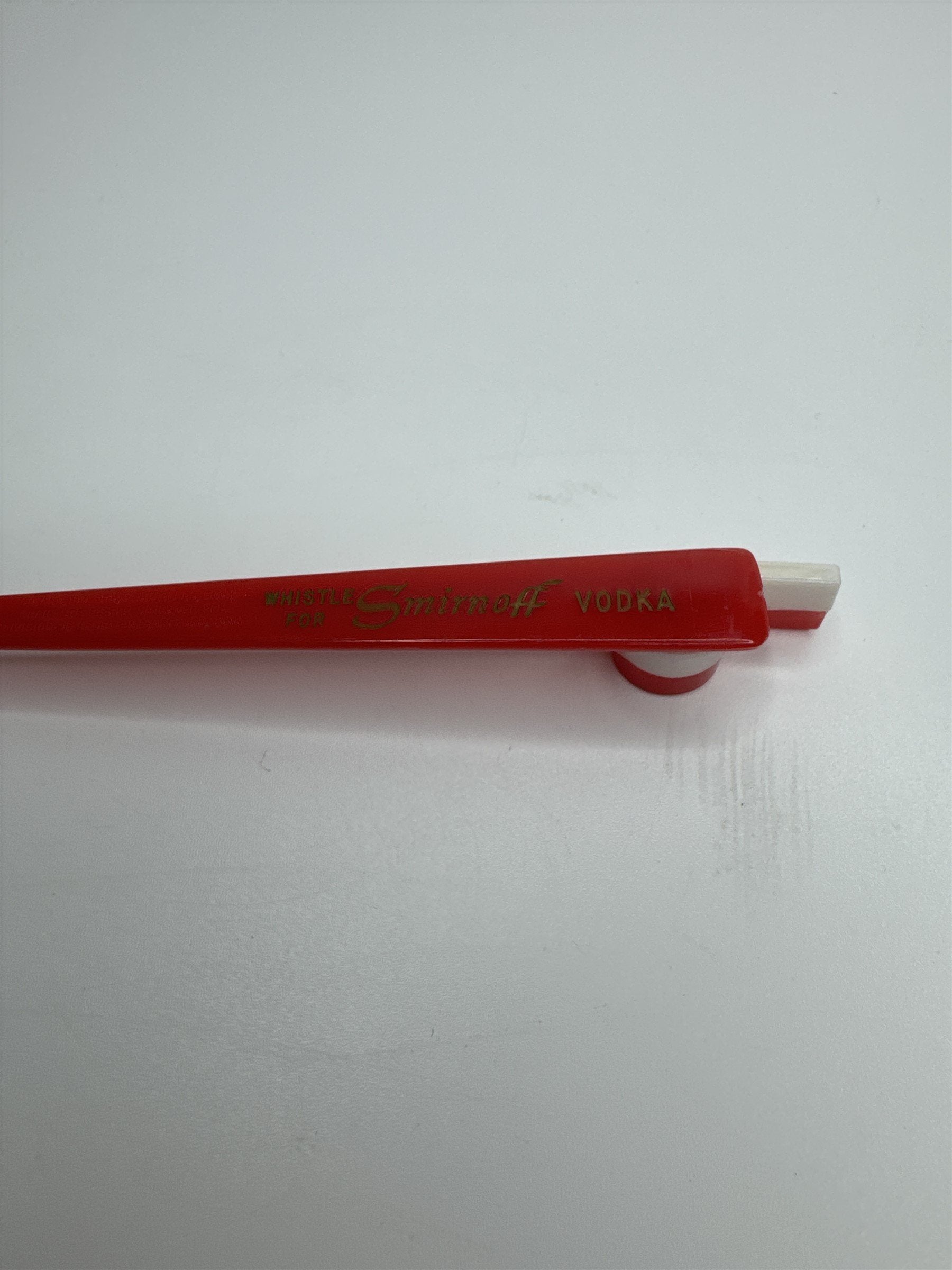 Vintage Smirnoff Vodka Red Whistle Spoon Collectible Advertising Promo Item