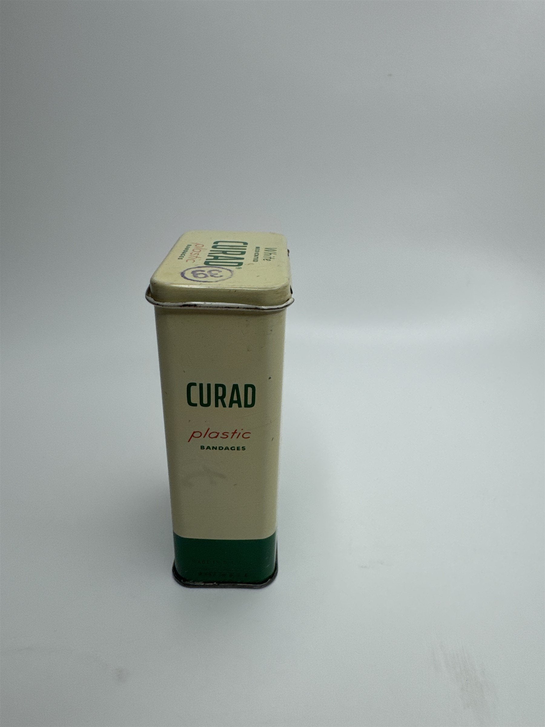 Vintage Empty Curad Curity White Medicated Adhesive Bandages Tin Memorabilia