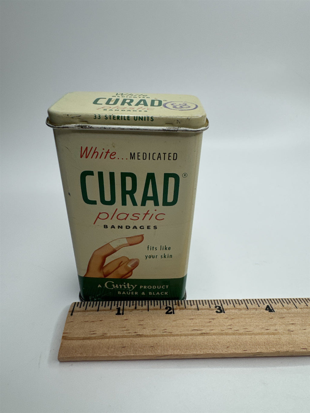 Vintage Empty Curad Curity White Medicated Adhesive Bandages Tin Memorabilia