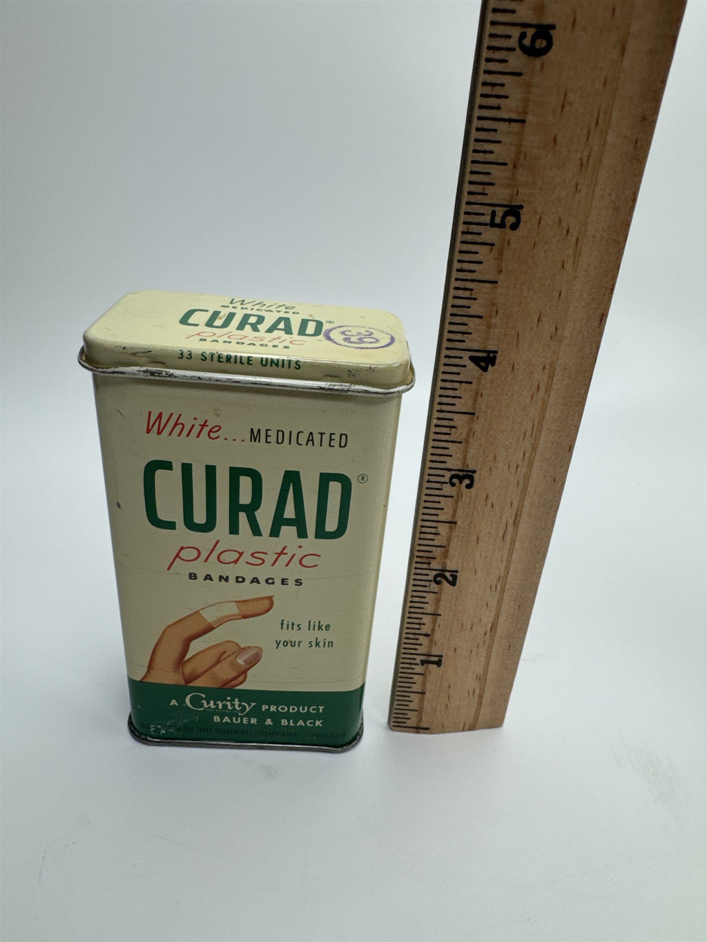 Vintage Empty Curad Curity White Medicated Adhesive Bandages Tin Memorabilia
