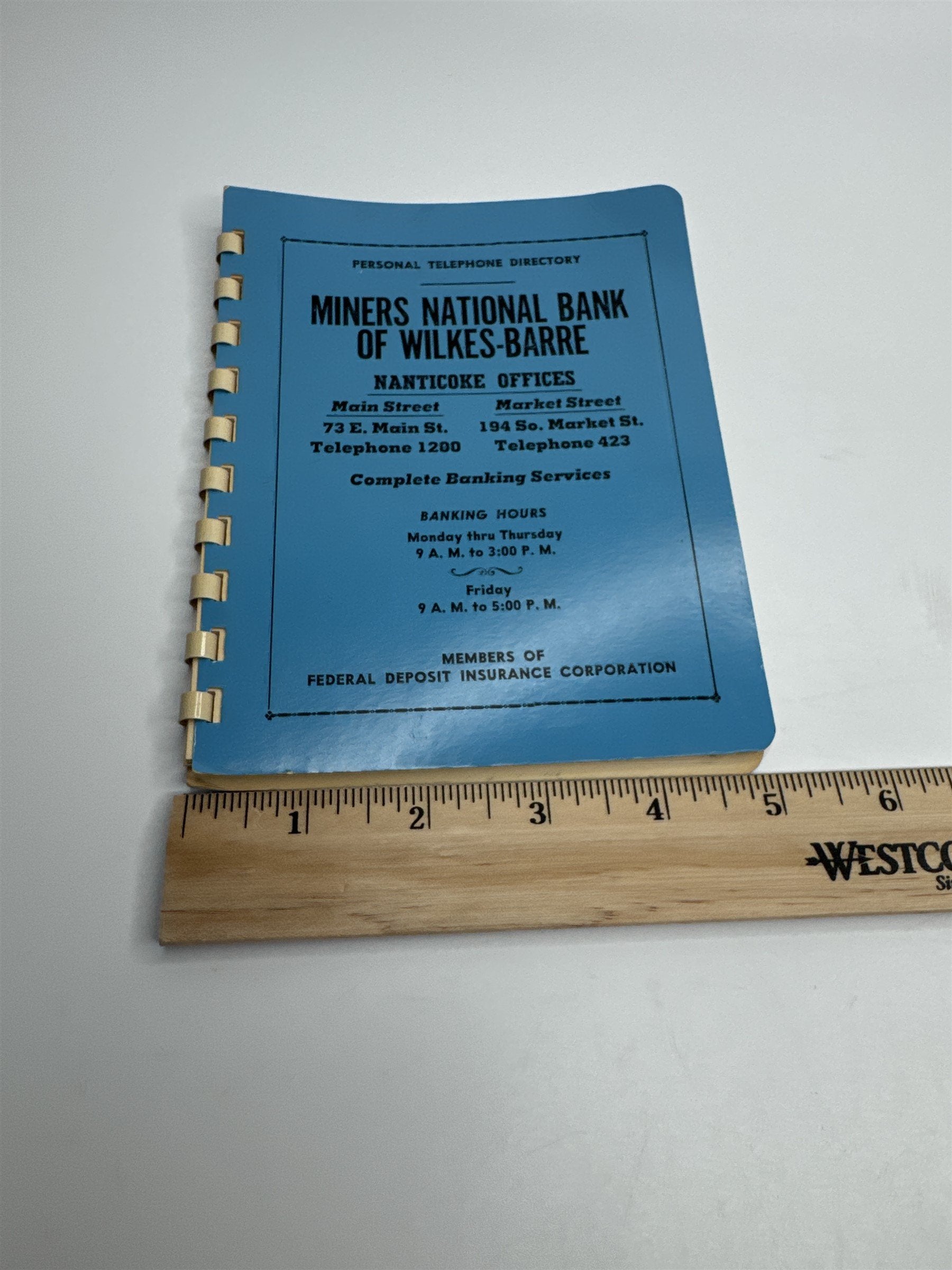 Vintage 1957 Miners National Bank Wilkes-Barre Nanticoke PA Telephone Directory