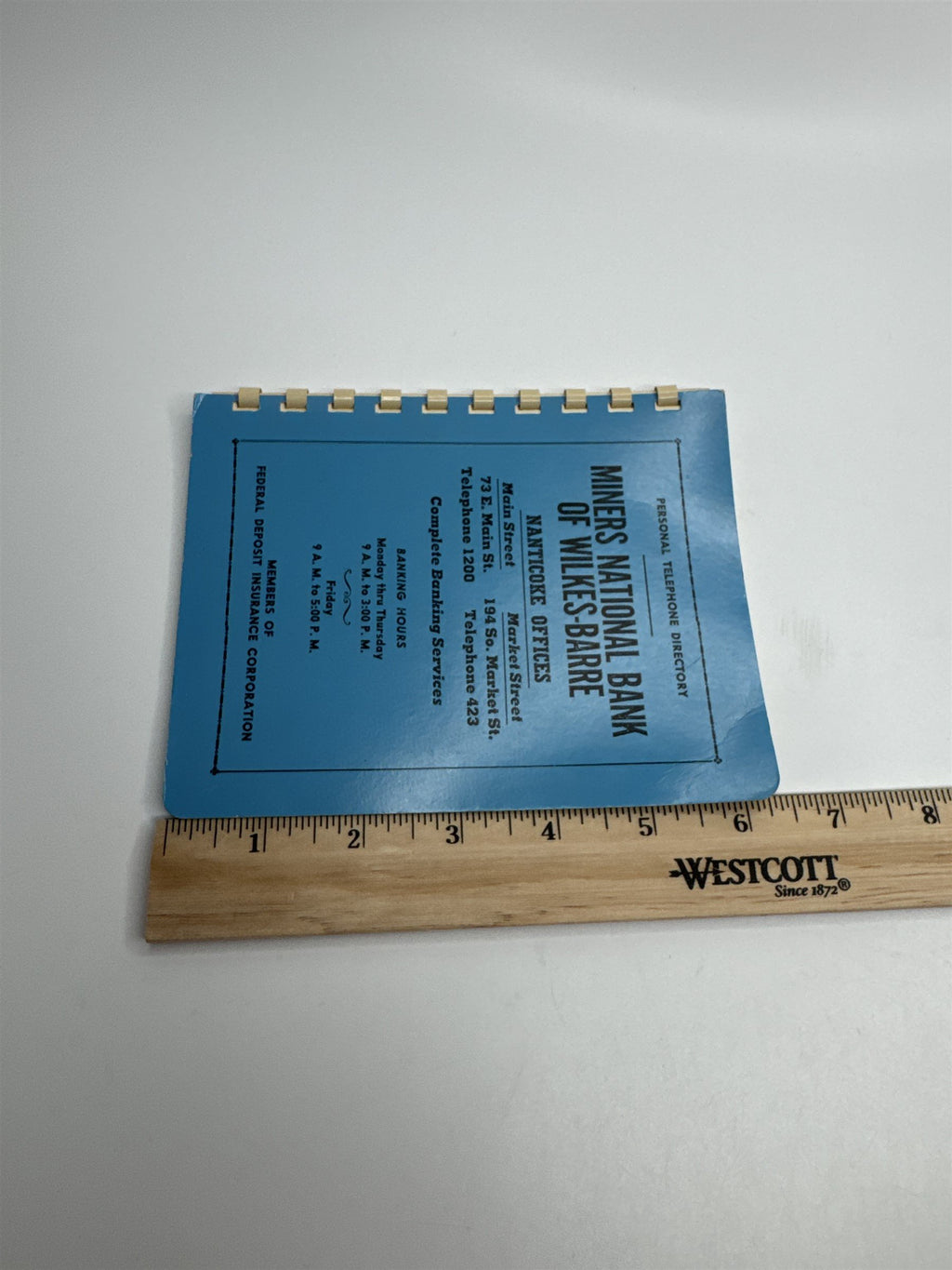 Vintage 1957 Miners National Bank Wilkes-Barre Nanticoke PA Telephone Directory