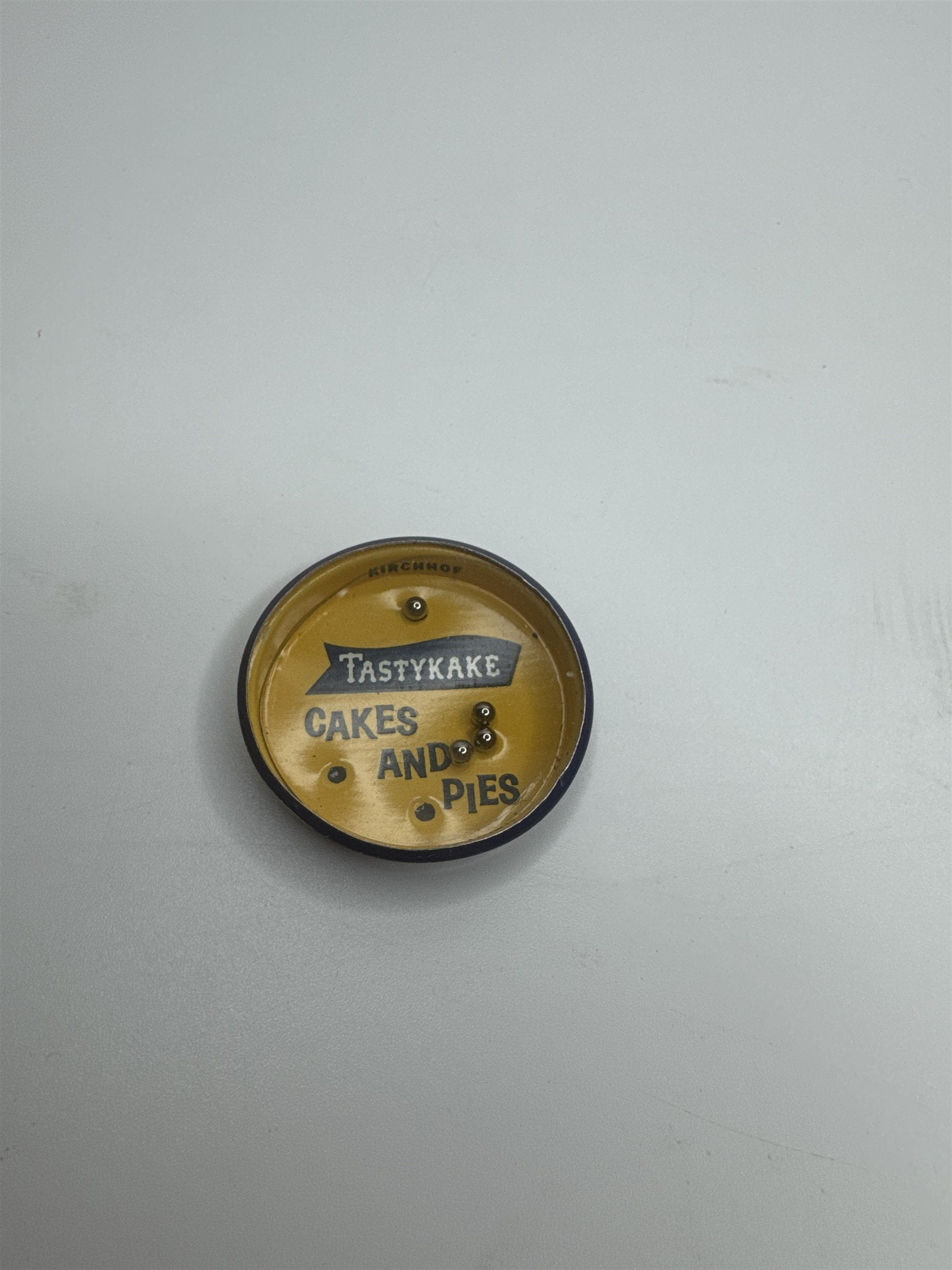 Vintage Kirchhof Life of the Party Tastykake Tin Toy Game Yellow/Blue *Pushed In