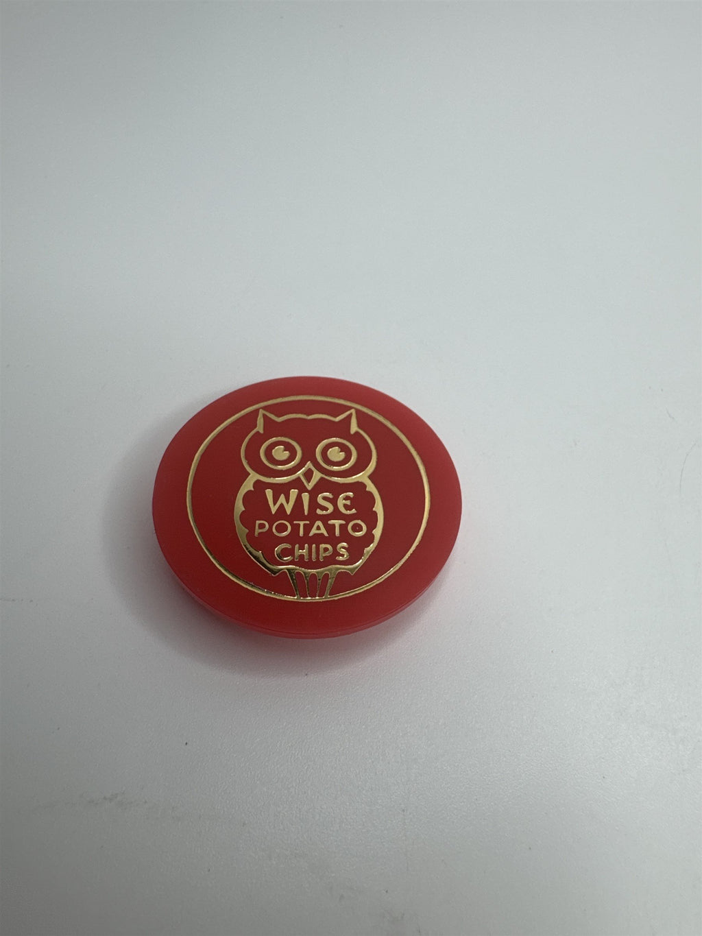 Vintage Wise Potato Chips Gold Owl Reusable Bottle Cap Top Advertisement Promo