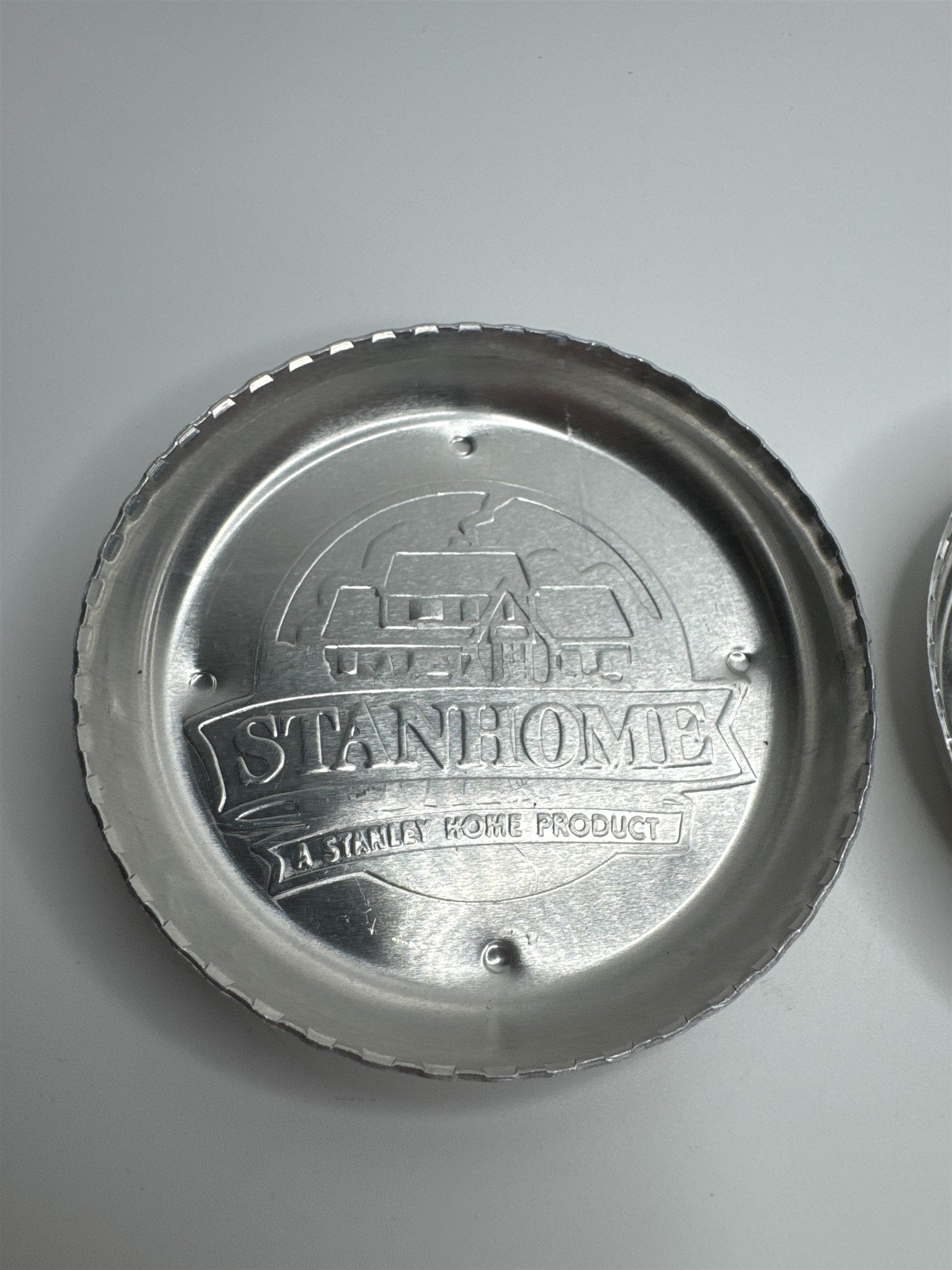 Set of 2 Vintage Stanhome A Stanley Home Product Aluminum Drink Coasters EUC