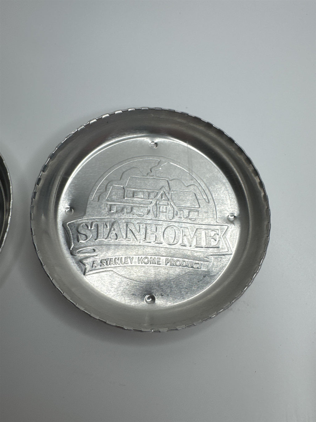 Set of 2 Vintage Stanhome A Stanley Home Product Aluminum Drink Coasters EUC