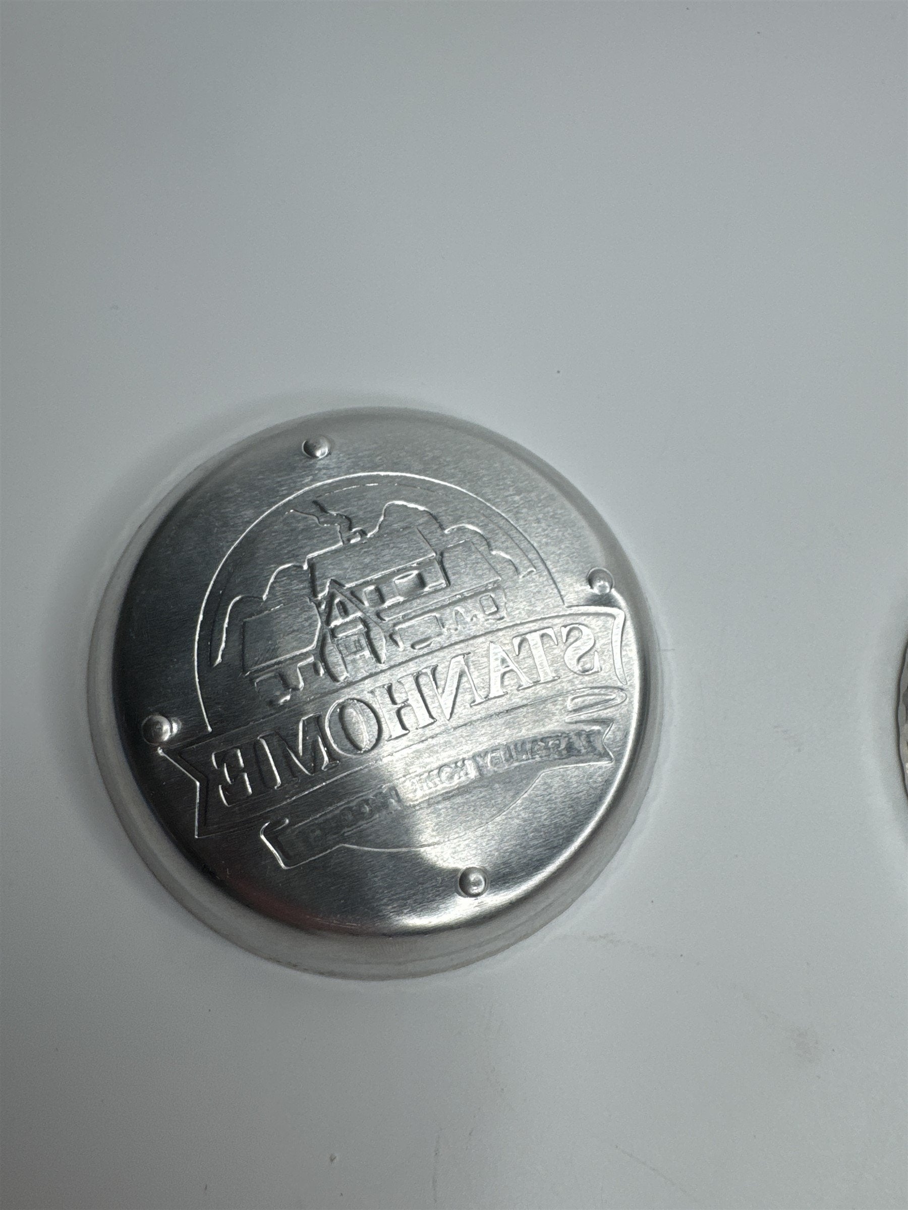 Set of 2 Vintage Stanhome A Stanley Home Product Aluminum Drink Coasters EUC