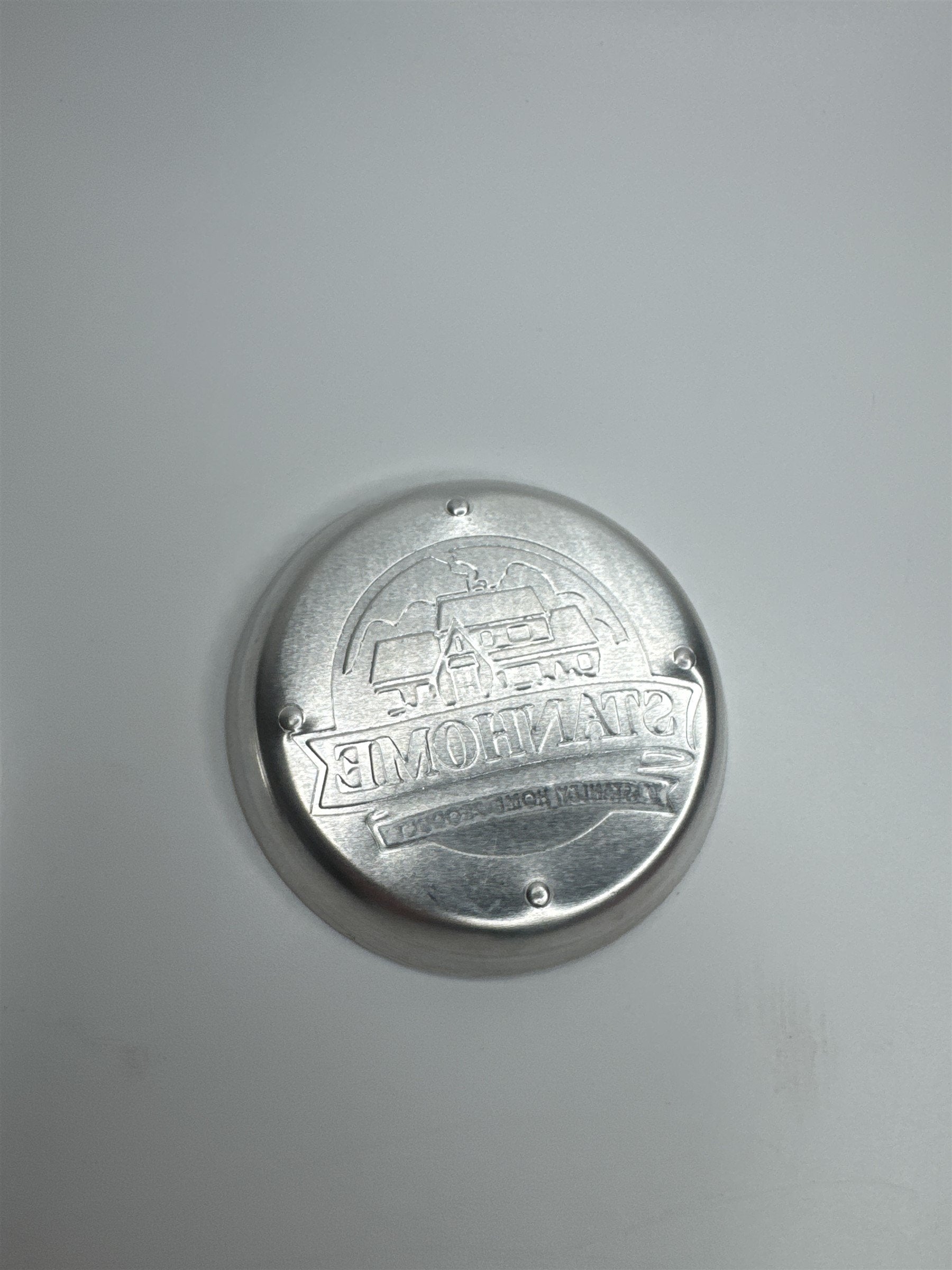 Set of 2 Vintage Stanhome A Stanley Home Product Aluminum Drink Coasters EUC