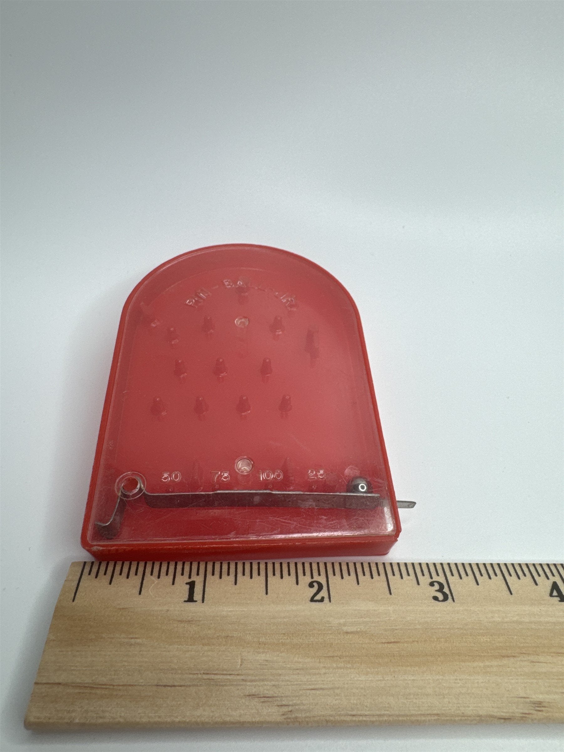 Vintage Pin-Ball-Jr Rite-Hay Plastics Inc Red Plastic Toy Pinball Game