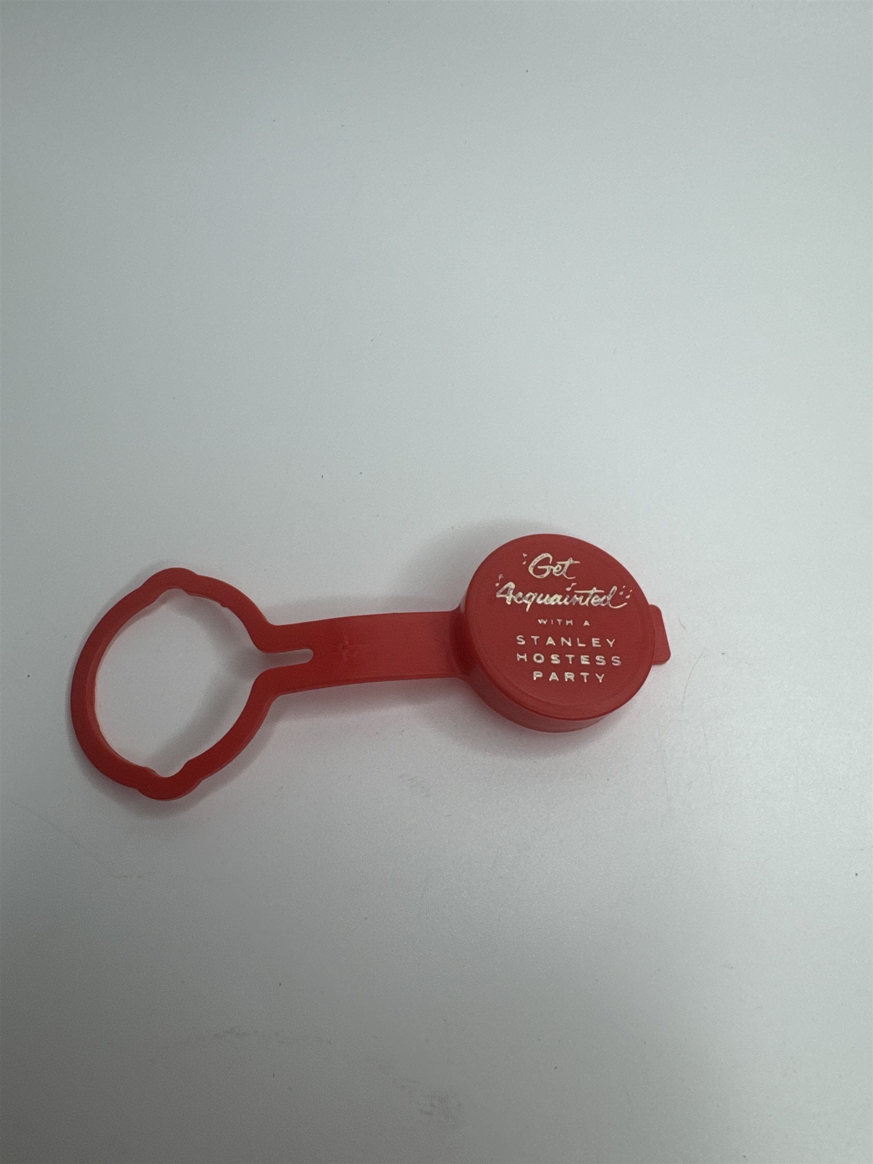 Vintage Red Get Acquainted With A STANLEY Hostess Party Bottle Cap Topper