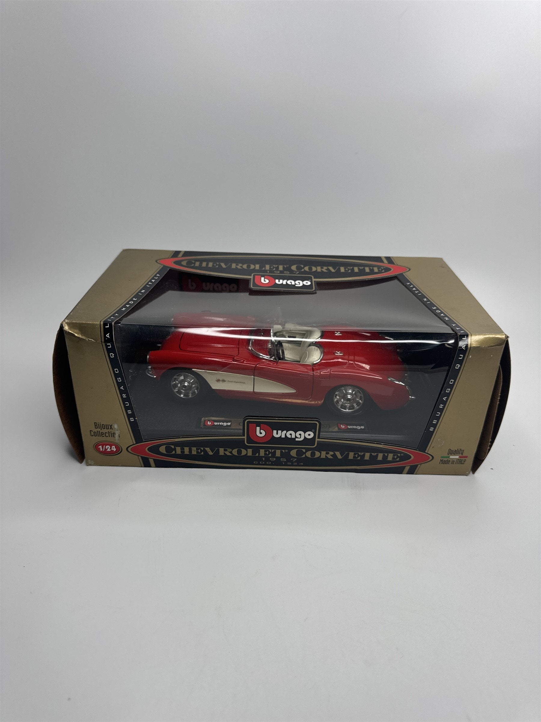 Vintage NOS Burango Diecast Metal 1957 Chevrolet Corvette 1:24 Made in Italy