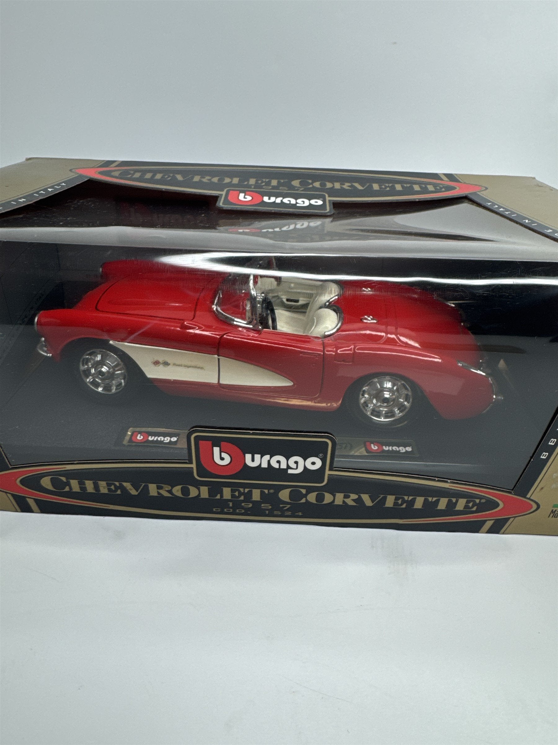 Vintage NOS Burango Diecast Metal 1957 Chevrolet Corvette 1:24 Made in Italy