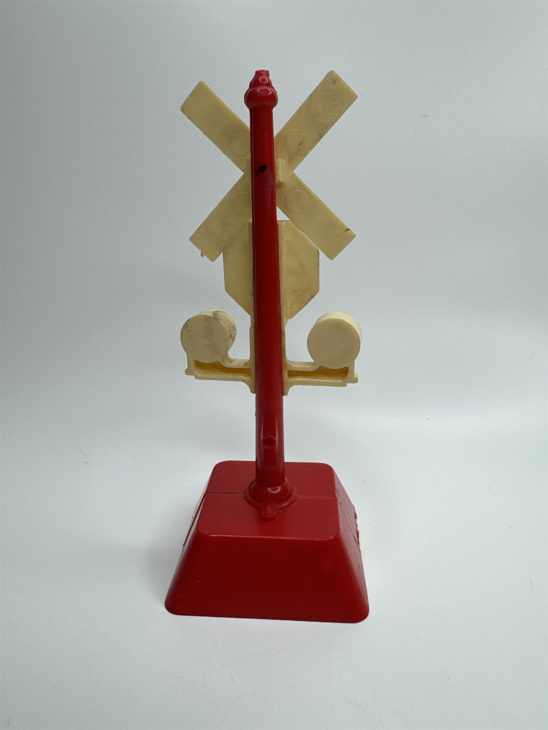 Vintage Marx Railroad Crossing Stop Sign Red Signal Plastic 6" Tall