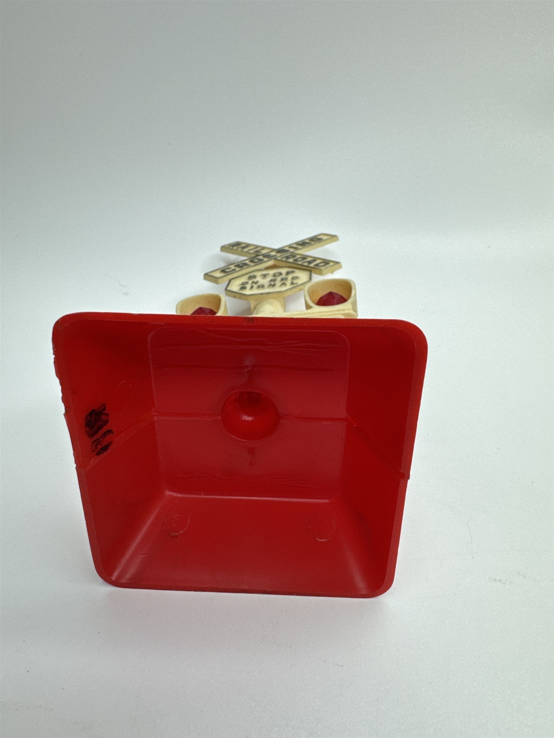 Vintage Marx Railroad Crossing Stop Sign Red Signal Plastic 6" Tall