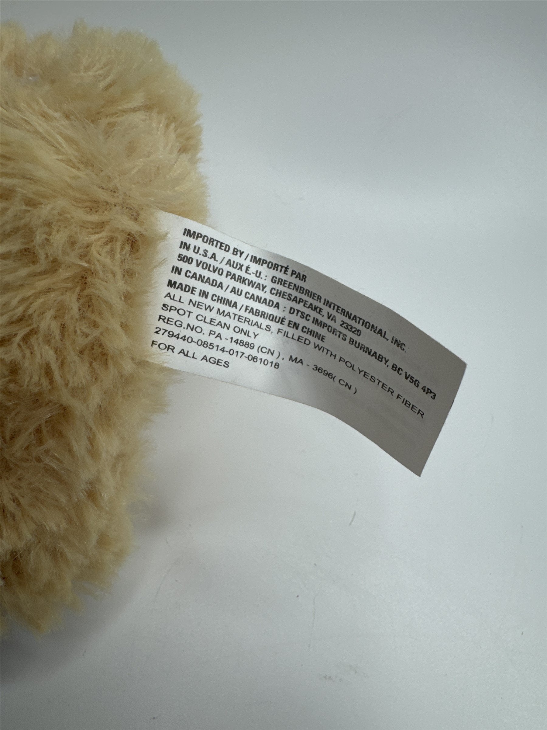 Plush Beige and Blue Happy Smiling Holiday Bear Plush with Embroidered Present