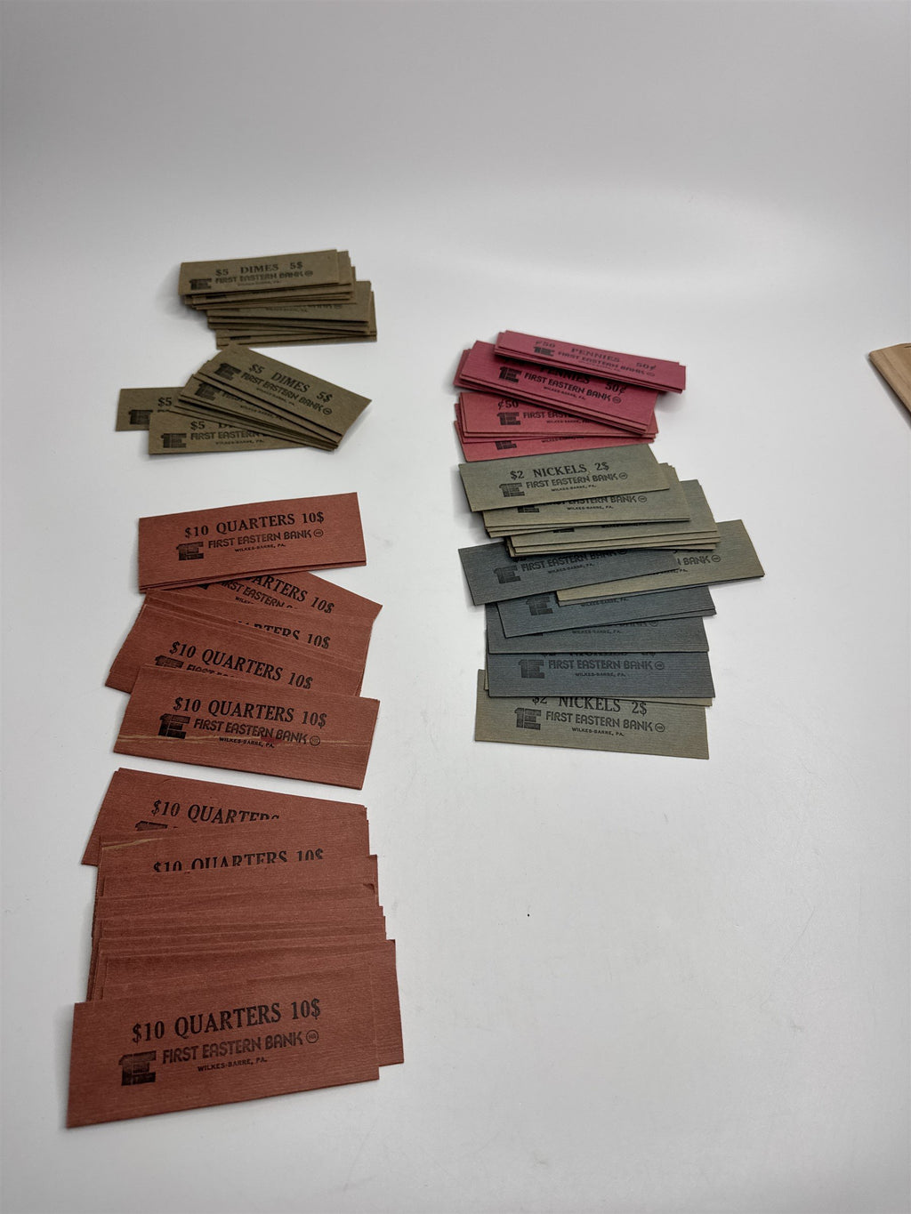 Lot First Eastern Bank Wilkes-Barre PA Vtg Coin Money Wrappers Collectible