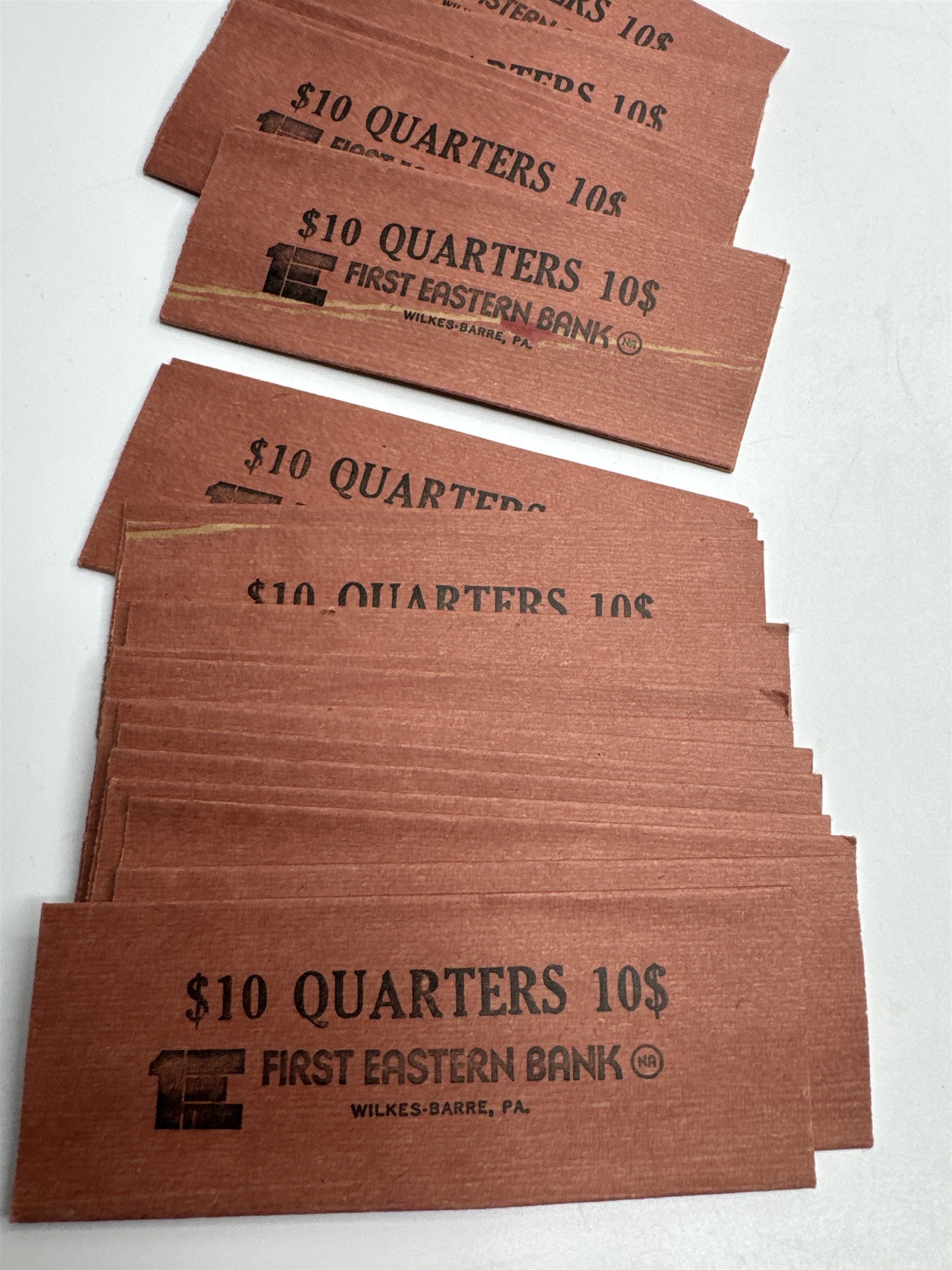 Lot First Eastern Bank Wilkes-Barre PA Vtg Coin Money Wrappers Collectible