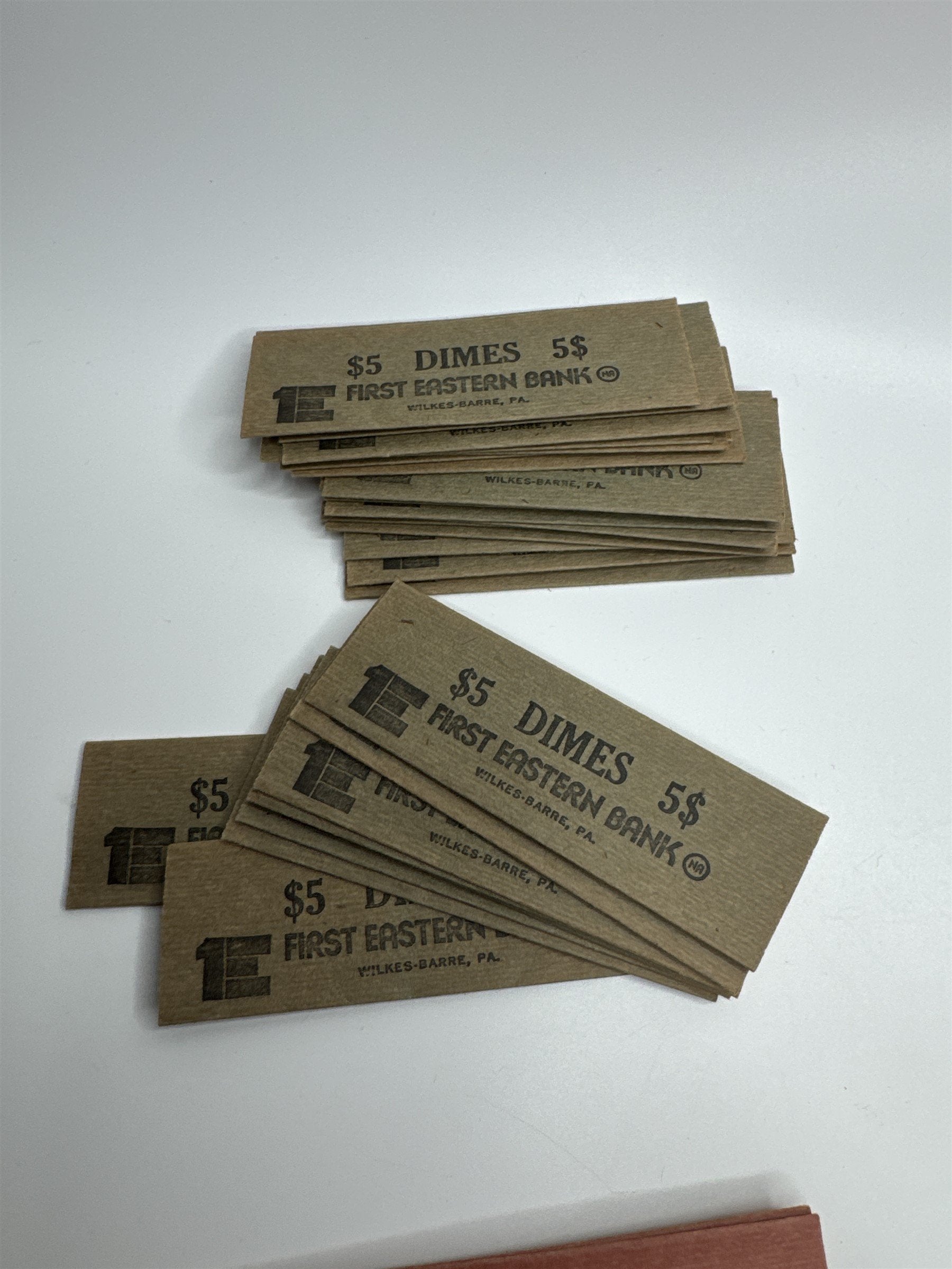Lot First Eastern Bank Wilkes-Barre PA Vtg Coin Money Wrappers Collectible