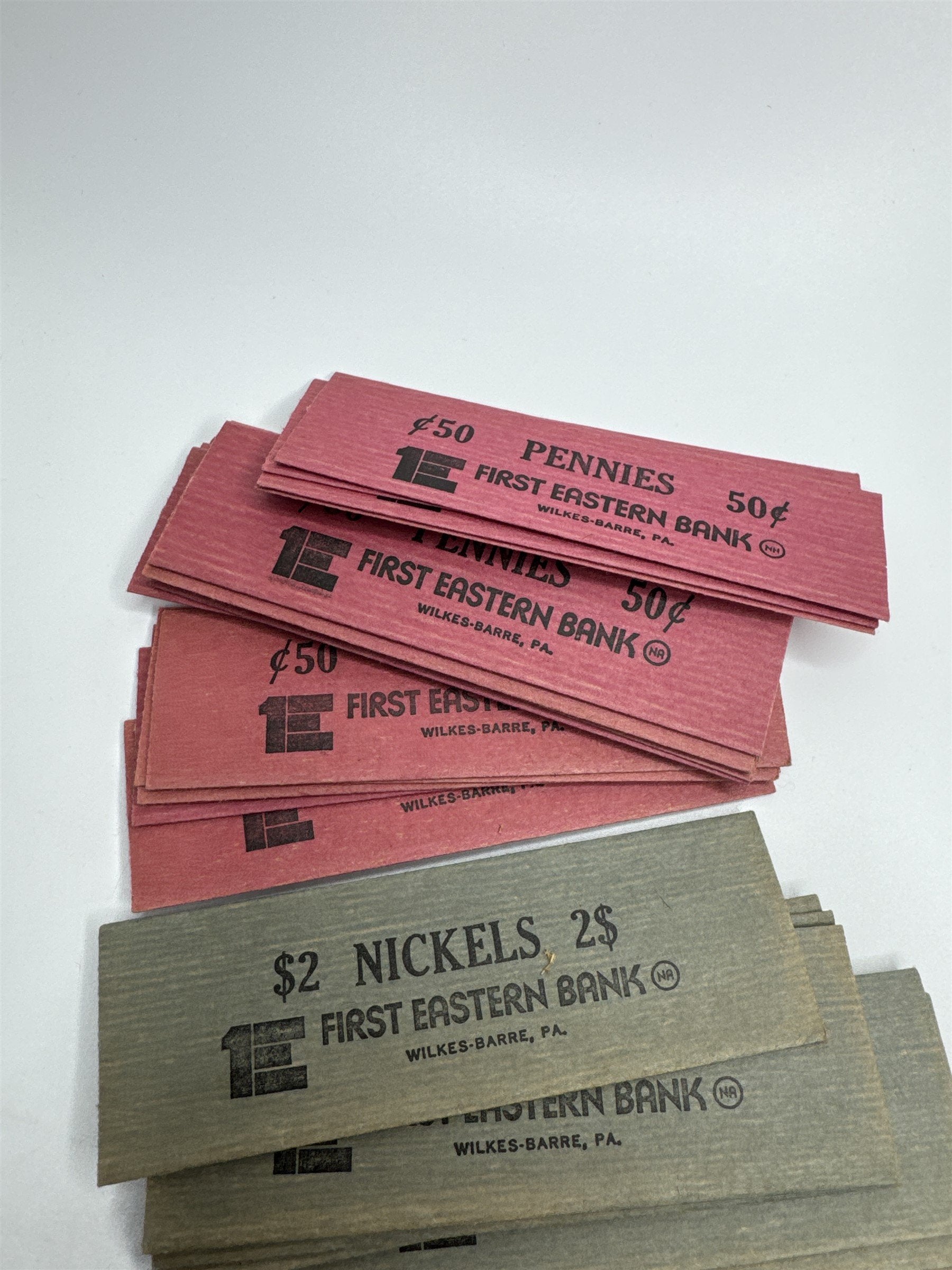 Lot First Eastern Bank Wilkes-Barre PA Vtg Coin Money Wrappers Collectible