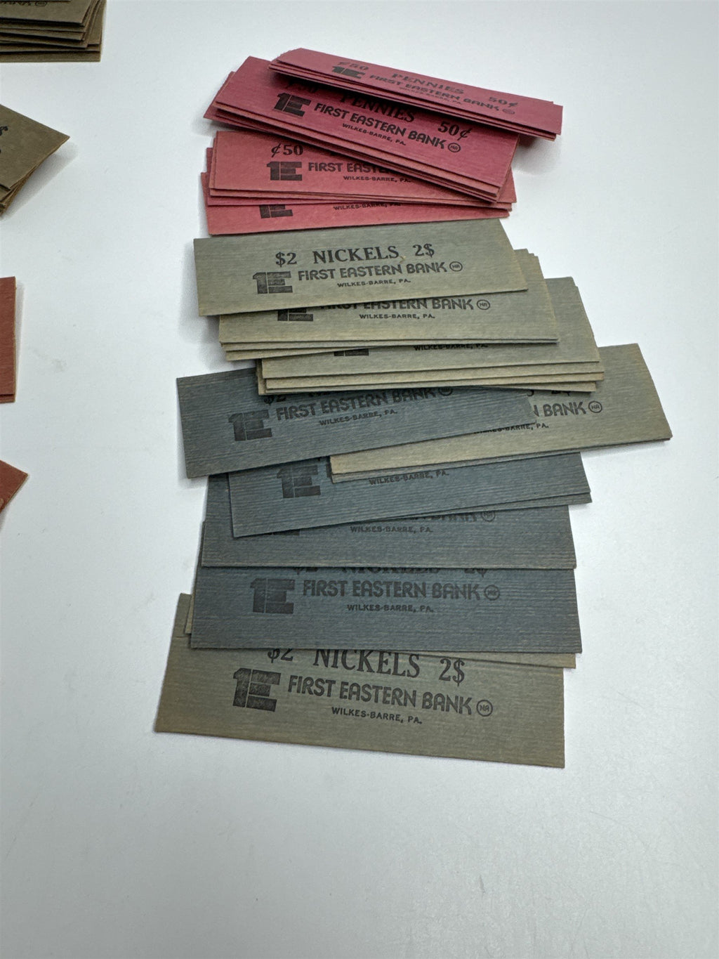 Lot First Eastern Bank Wilkes-Barre PA Vtg Coin Money Wrappers Collectible