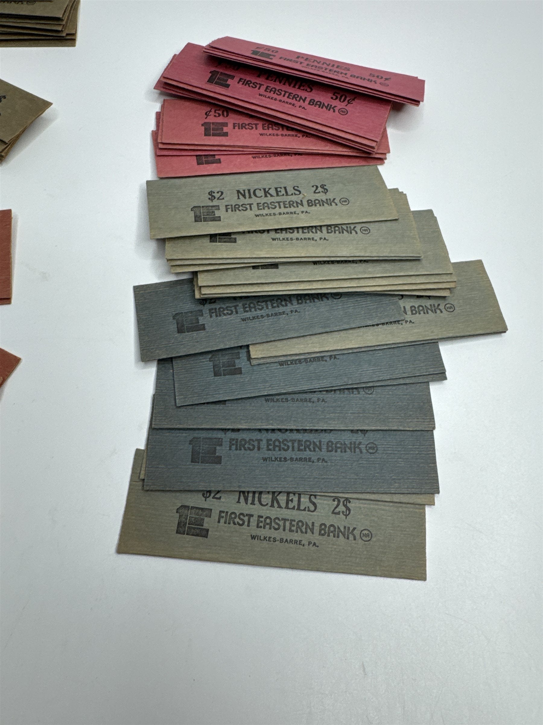 Lot First Eastern Bank Wilkes-Barre PA Vtg Coin Money Wrappers Collectible
