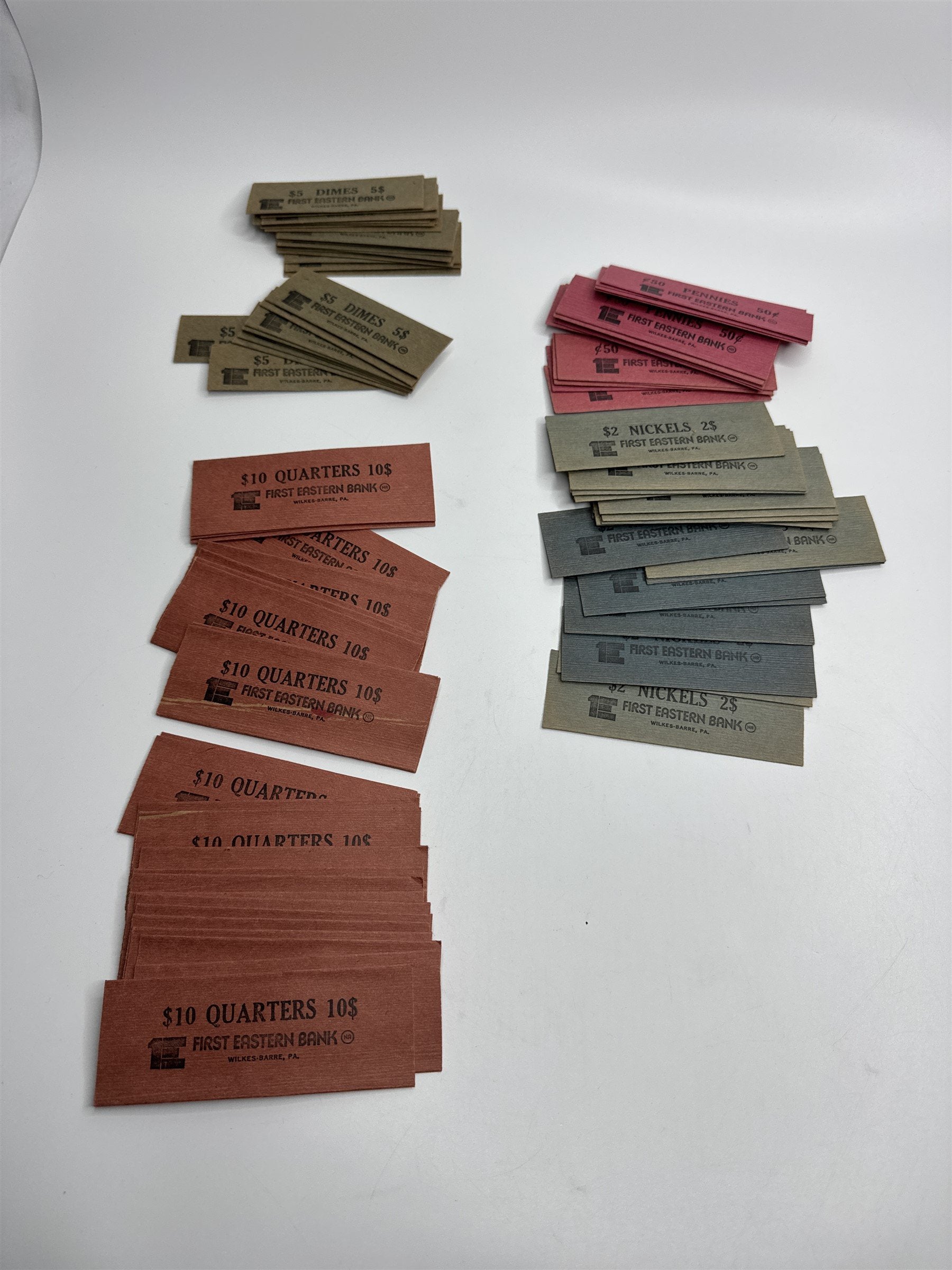 Lot First Eastern Bank Wilkes-Barre PA Vtg Coin Money Wrappers Collectible