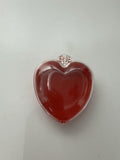 Vintage Miniature Delicate Red Heart /w Clear Cover Jewelry or Trinket Box Gift