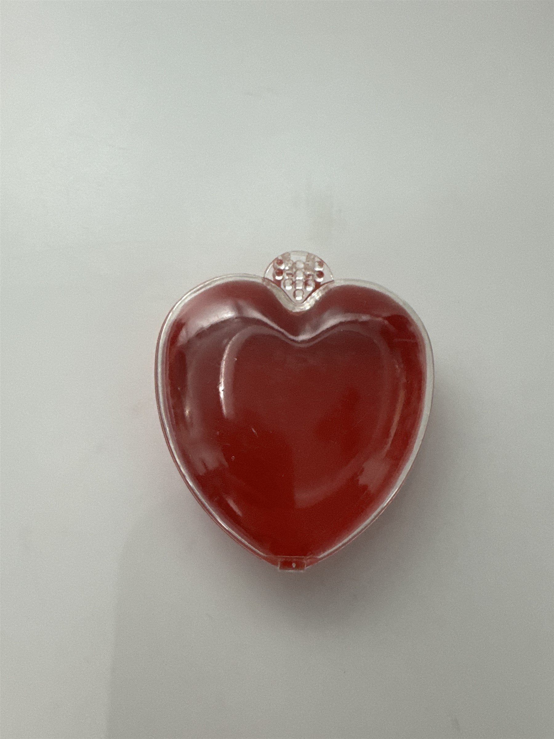 Vintage Miniature Delicate Red Heart /w Clear Cover Jewelry or Trinket Box Gift