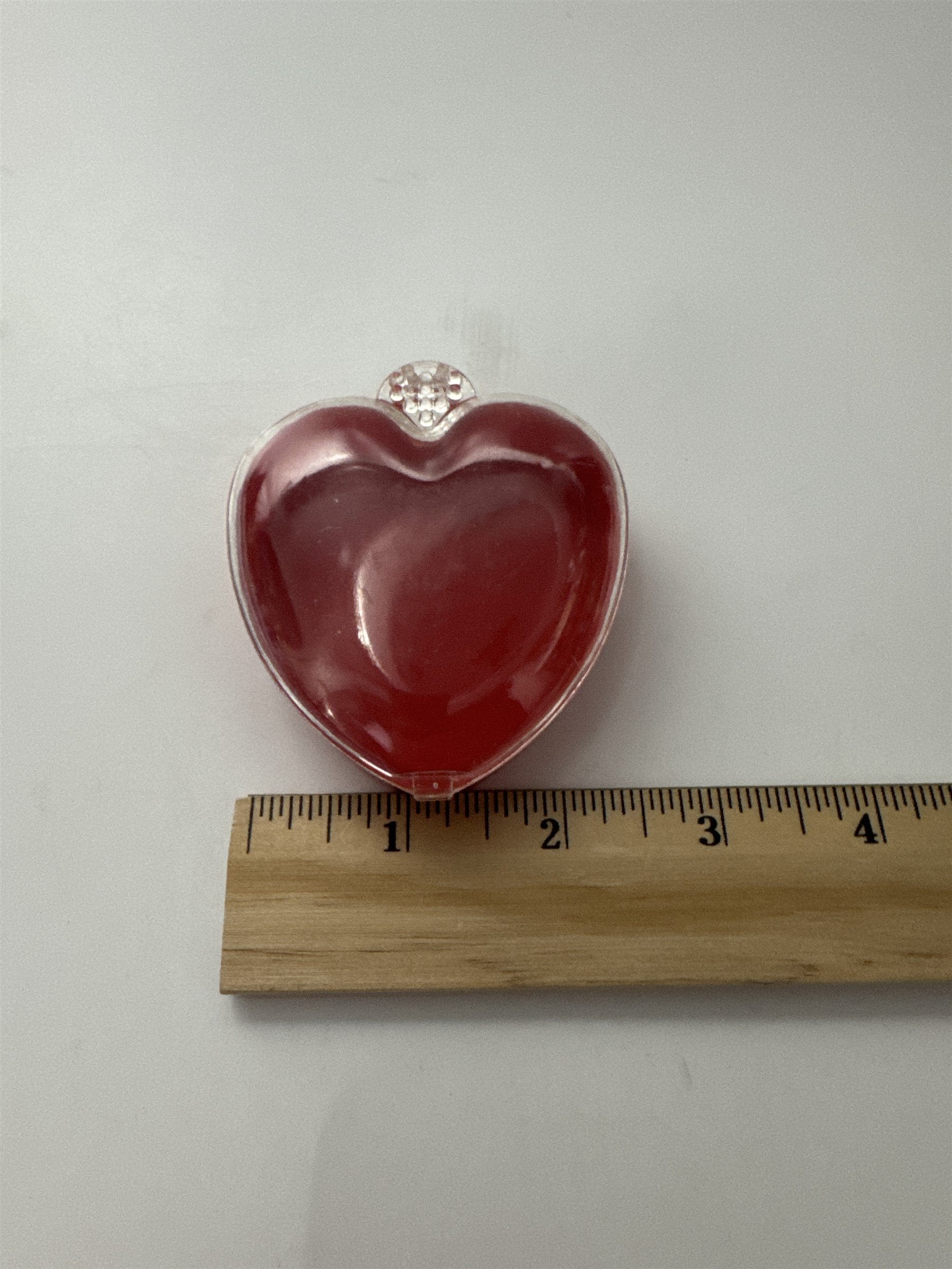 Vintage Miniature Delicate Red Heart /w Clear Cover Jewelry or Trinket Box Gift