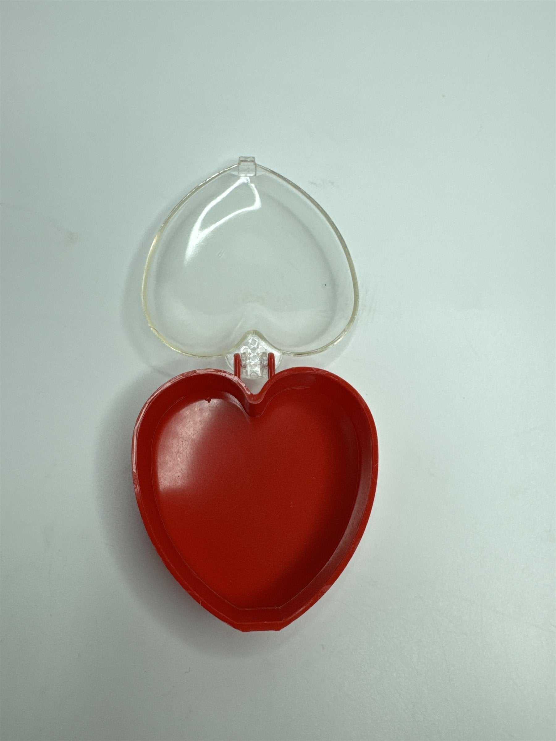 Vintage Miniature Delicate Red Heart /w Clear Cover Jewelry or Trinket Box Gift