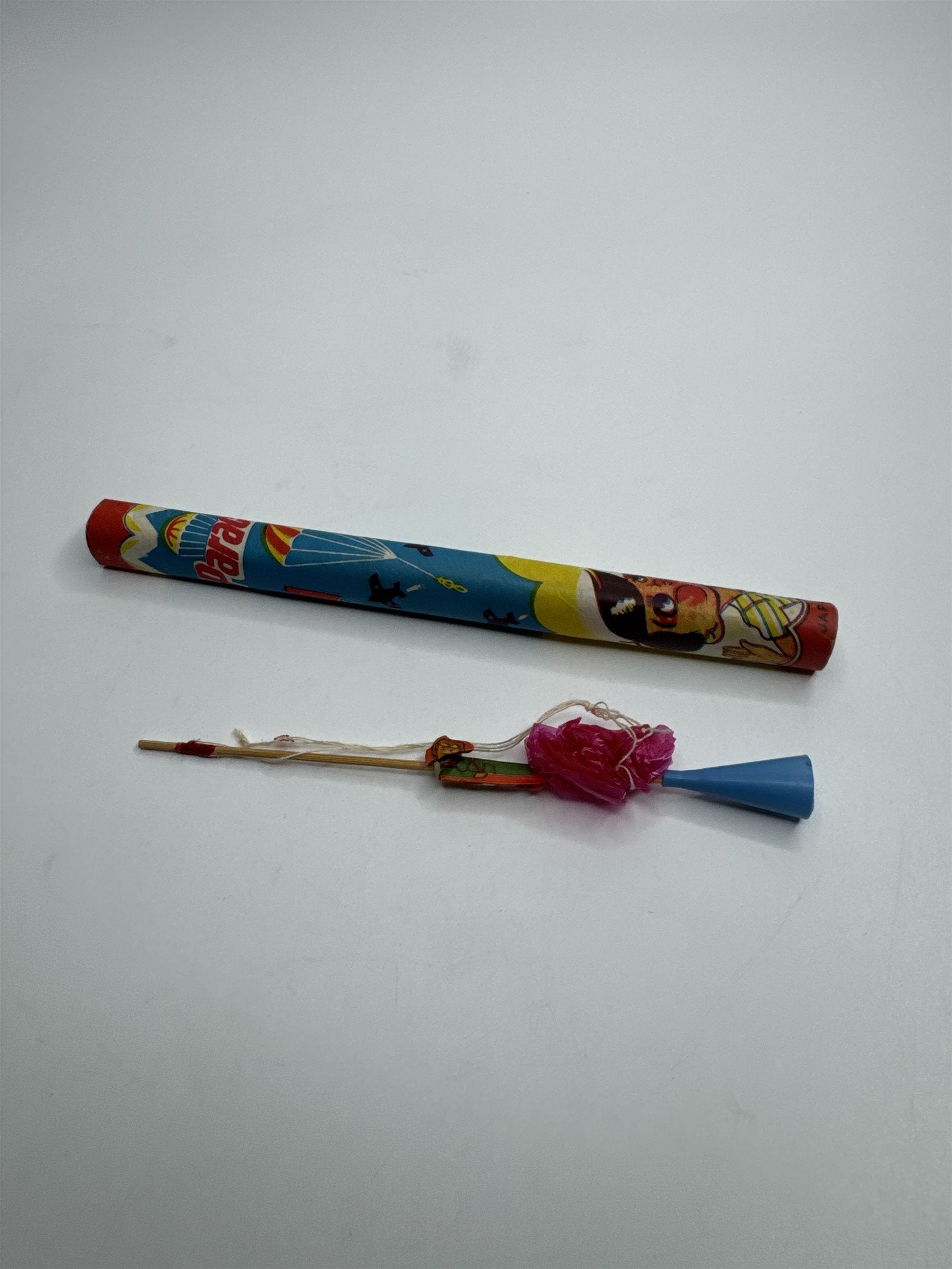 Vintage Parachute Toy 1960s Japan Blow Tube Birthday Party Favor "Parachut" Toy
