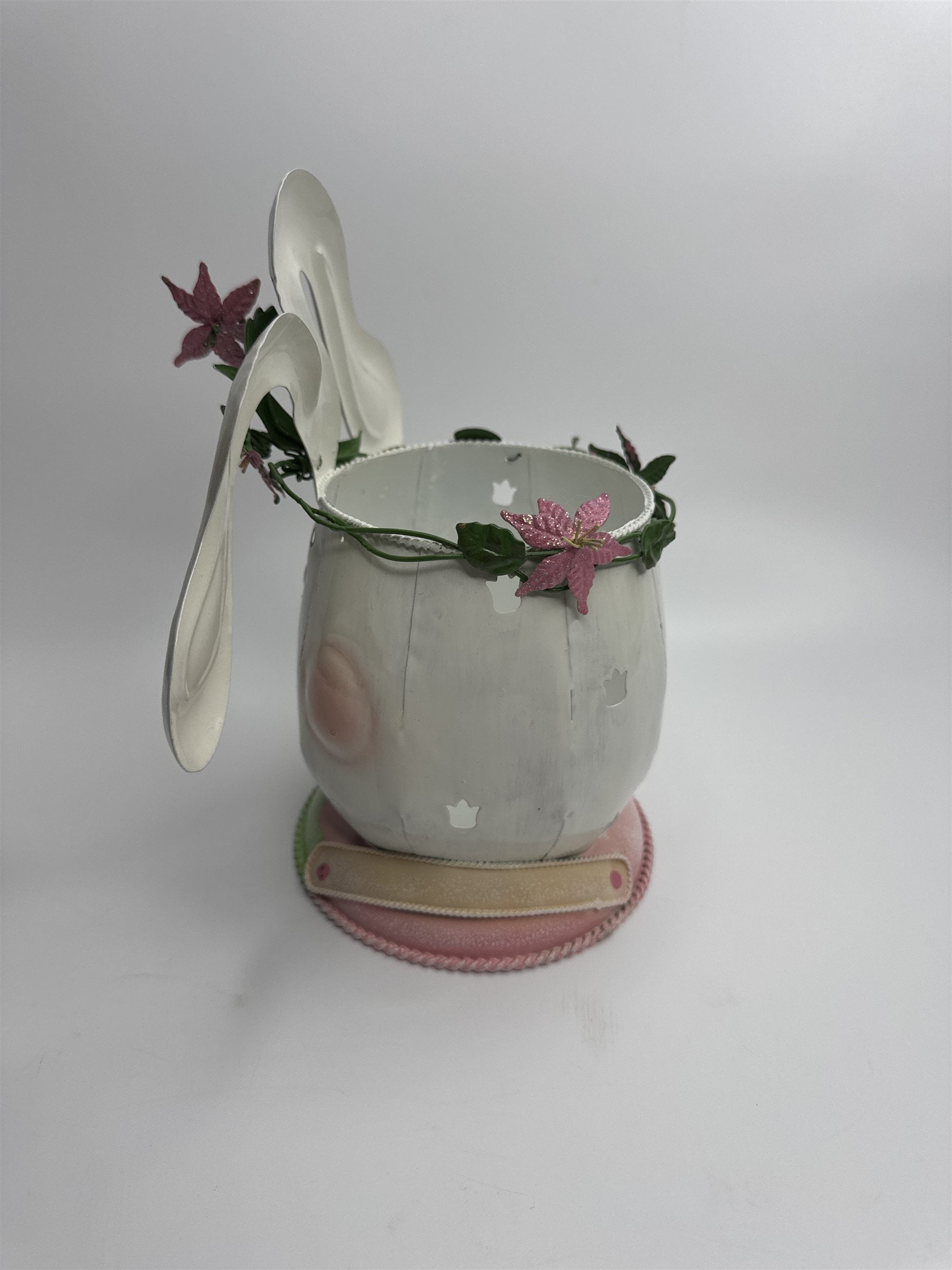 Vintage Home Interiors Metal Easter Bunny Decorative Votive Candle Holder