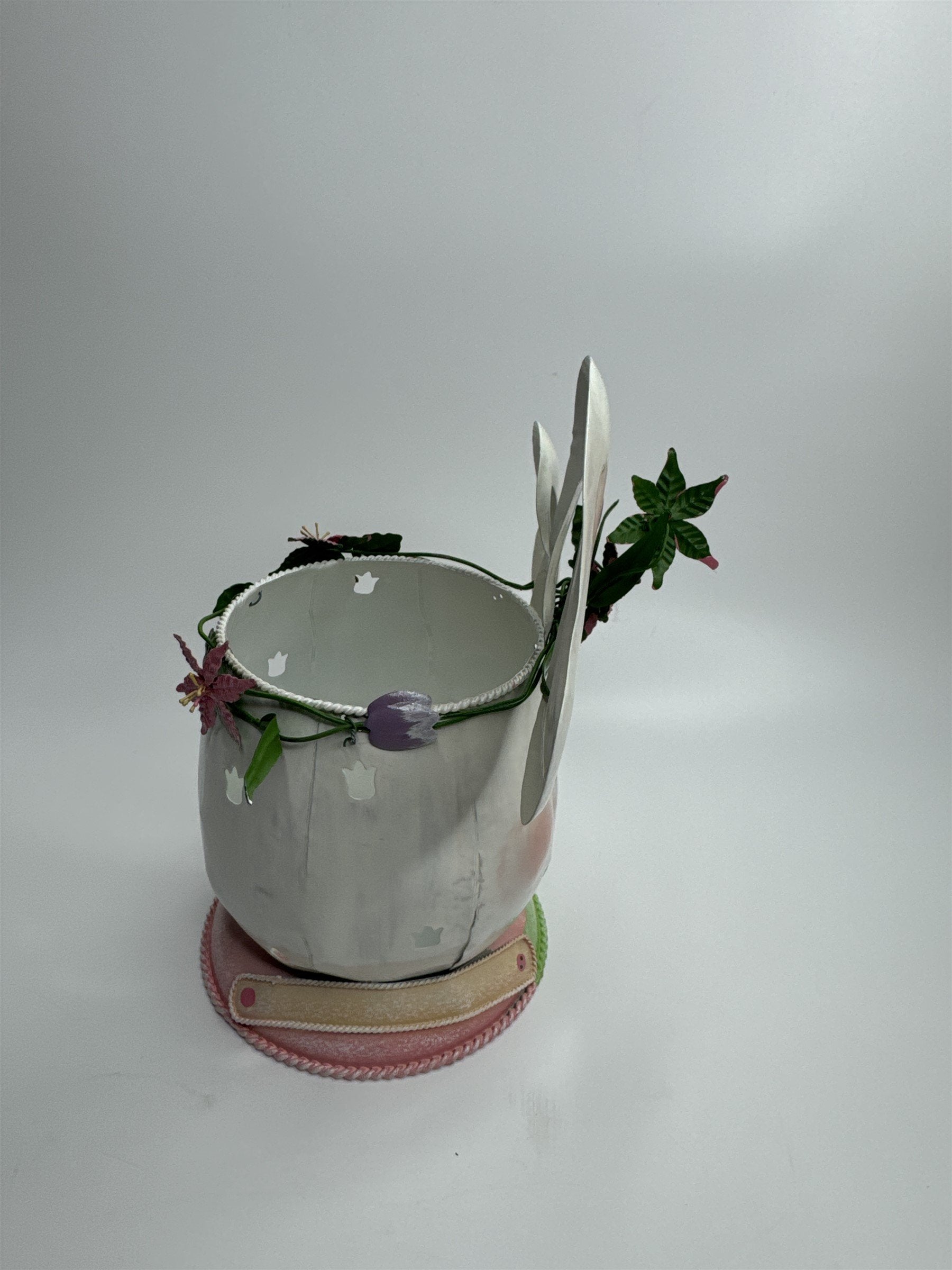 Vintage Home Interiors Metal Easter Bunny Decorative Votive Candle Holder