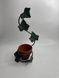 Vintage Home Interiors MCM Metal Vine Wall Hanging Planter Holder /w 3" Clay Pot