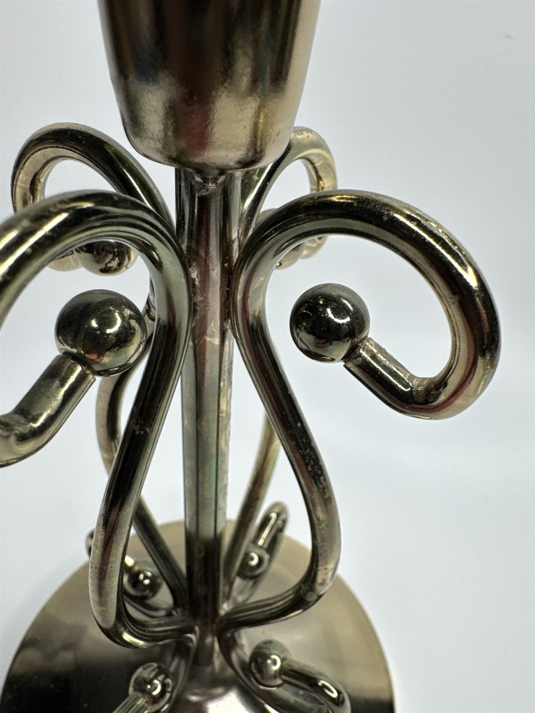 Vintage Brass Toned Metal 7" Ornate Footed Candlestick Holder Felt Bottom