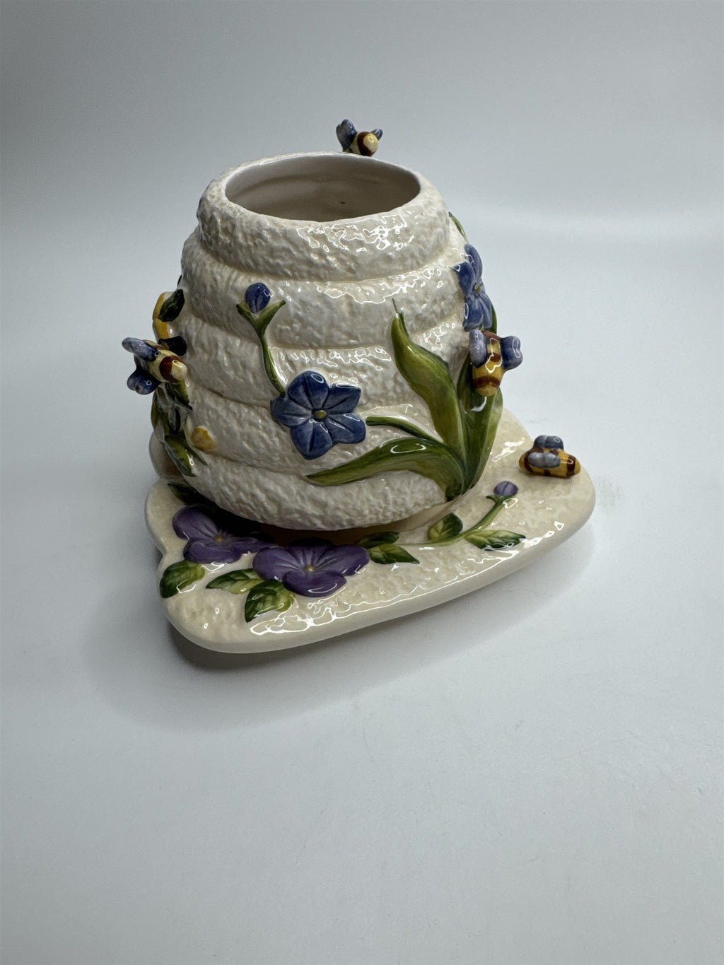 Vintage Home Interiors & Gifts Jar Candle Shade Topper & Dish Bumble Bees Honey